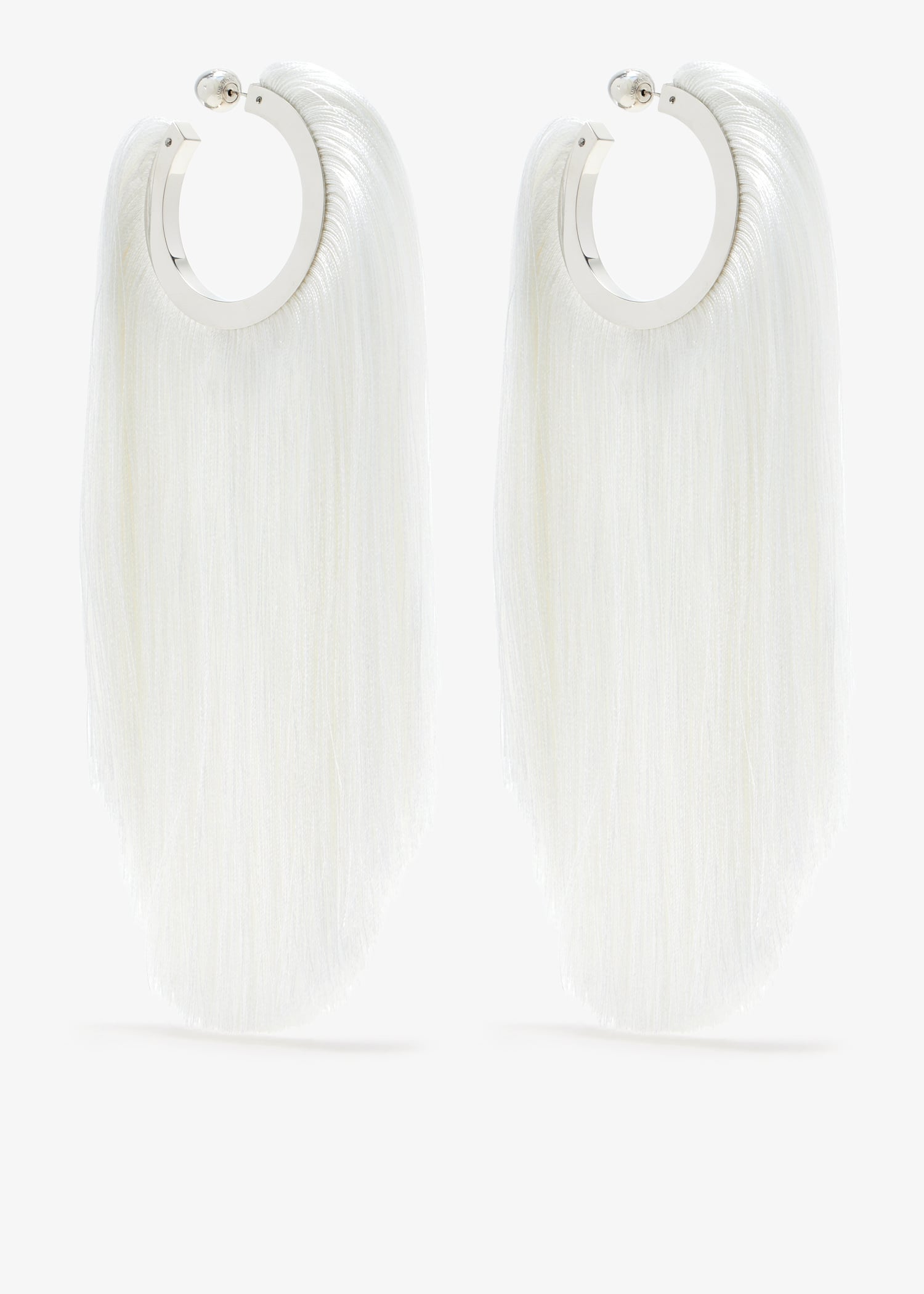 Fringed hoop earrings, White
Fringed hoop earrings, White
