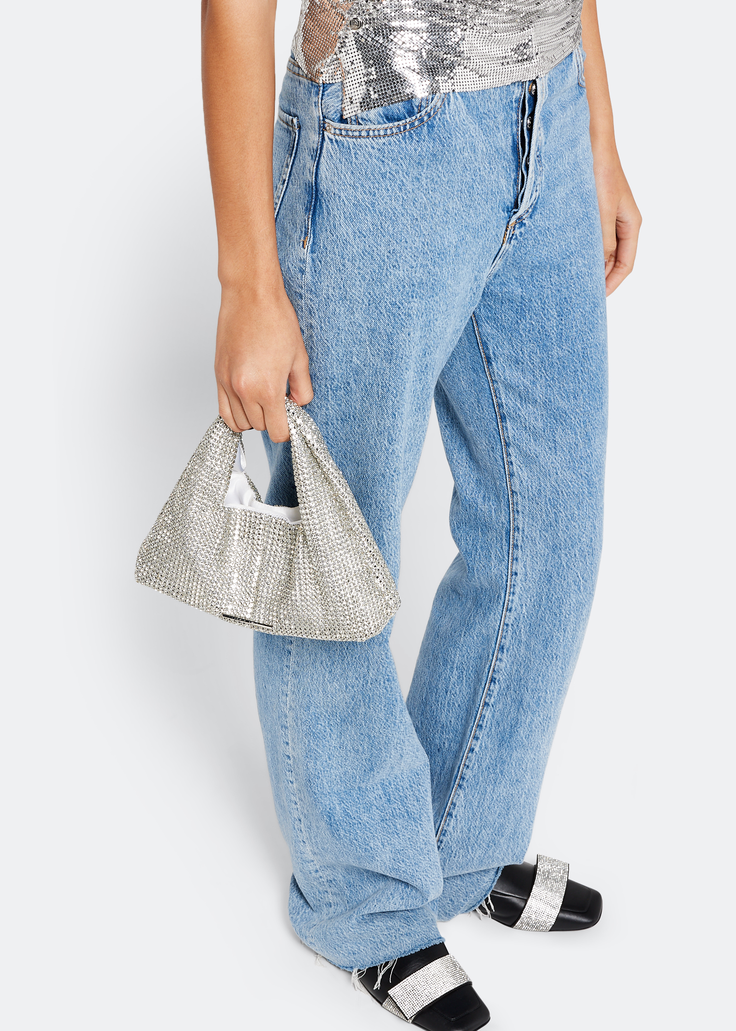 Atomic mini hobo bag, Silver