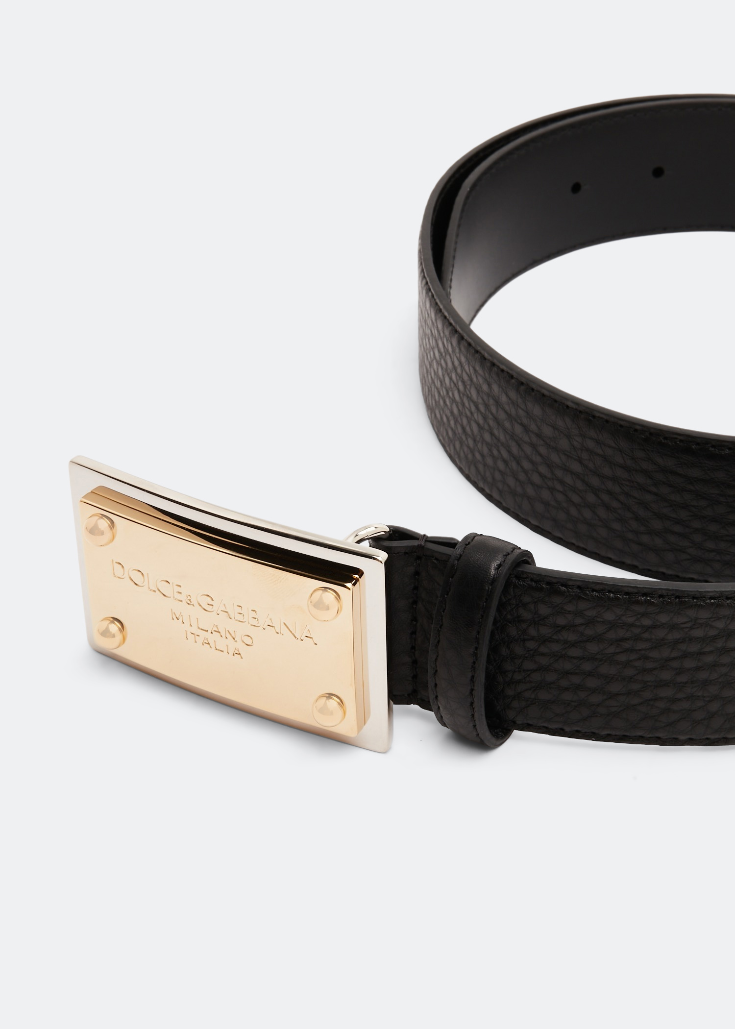 Grainy calfskin belt, Black