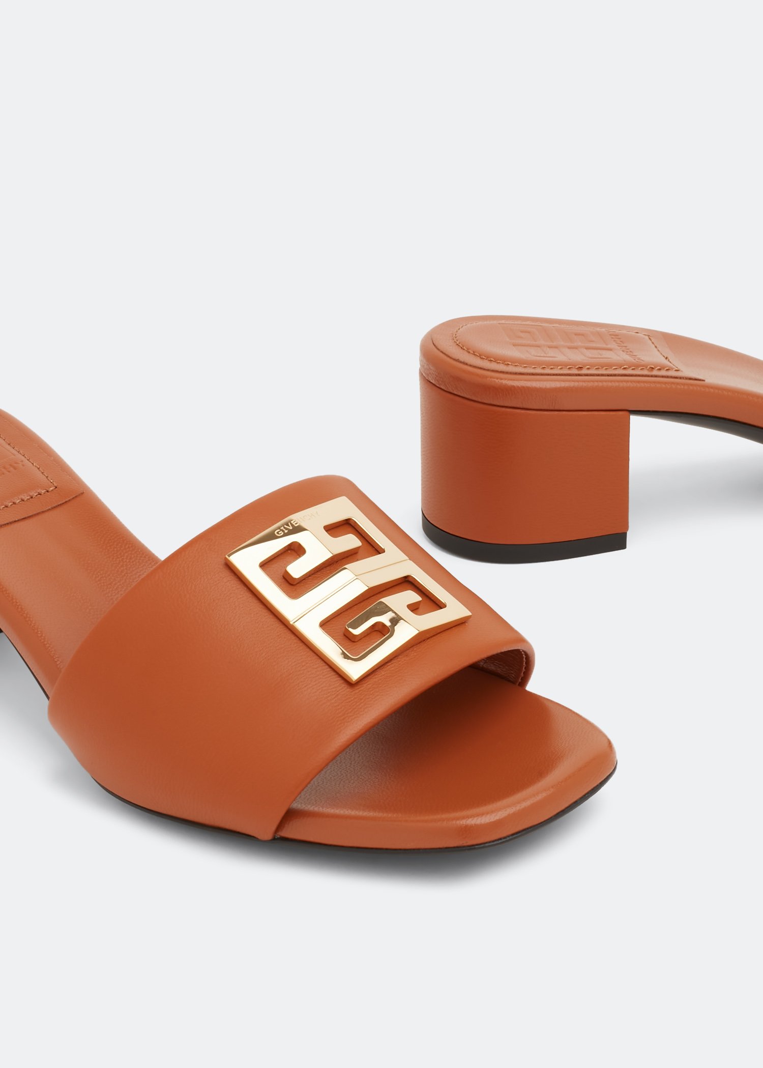 4G leather mules, Orange
