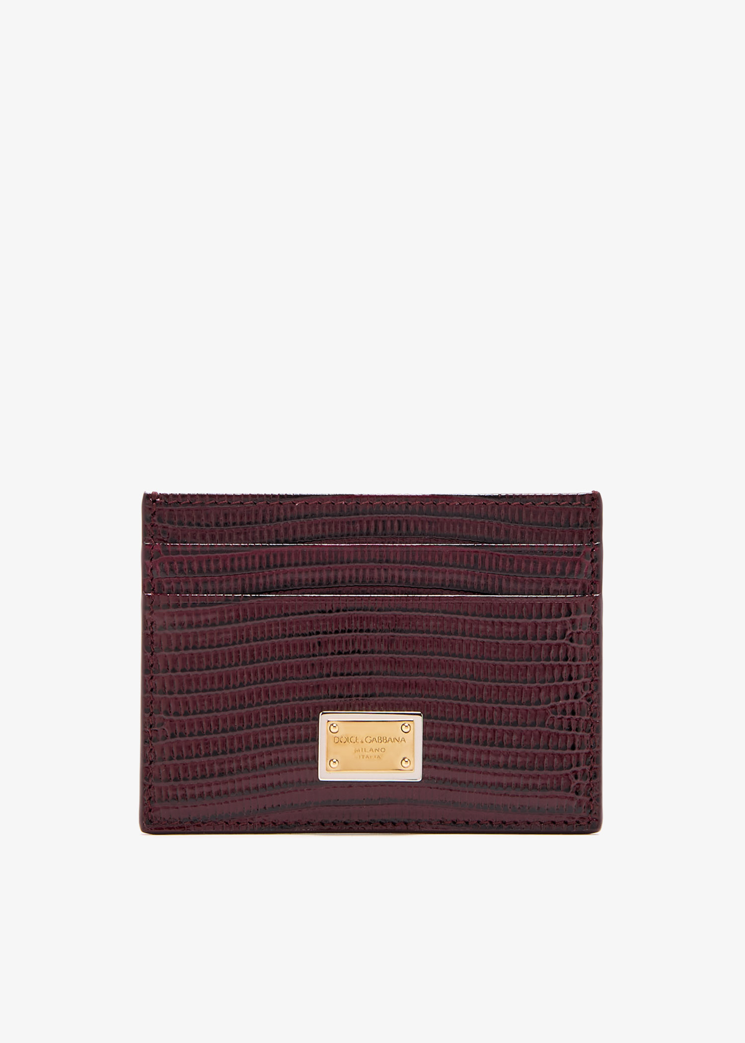 Iguana-print leather cardholder, Burgundy
Iguana-print leather cardholder, Burgundy
