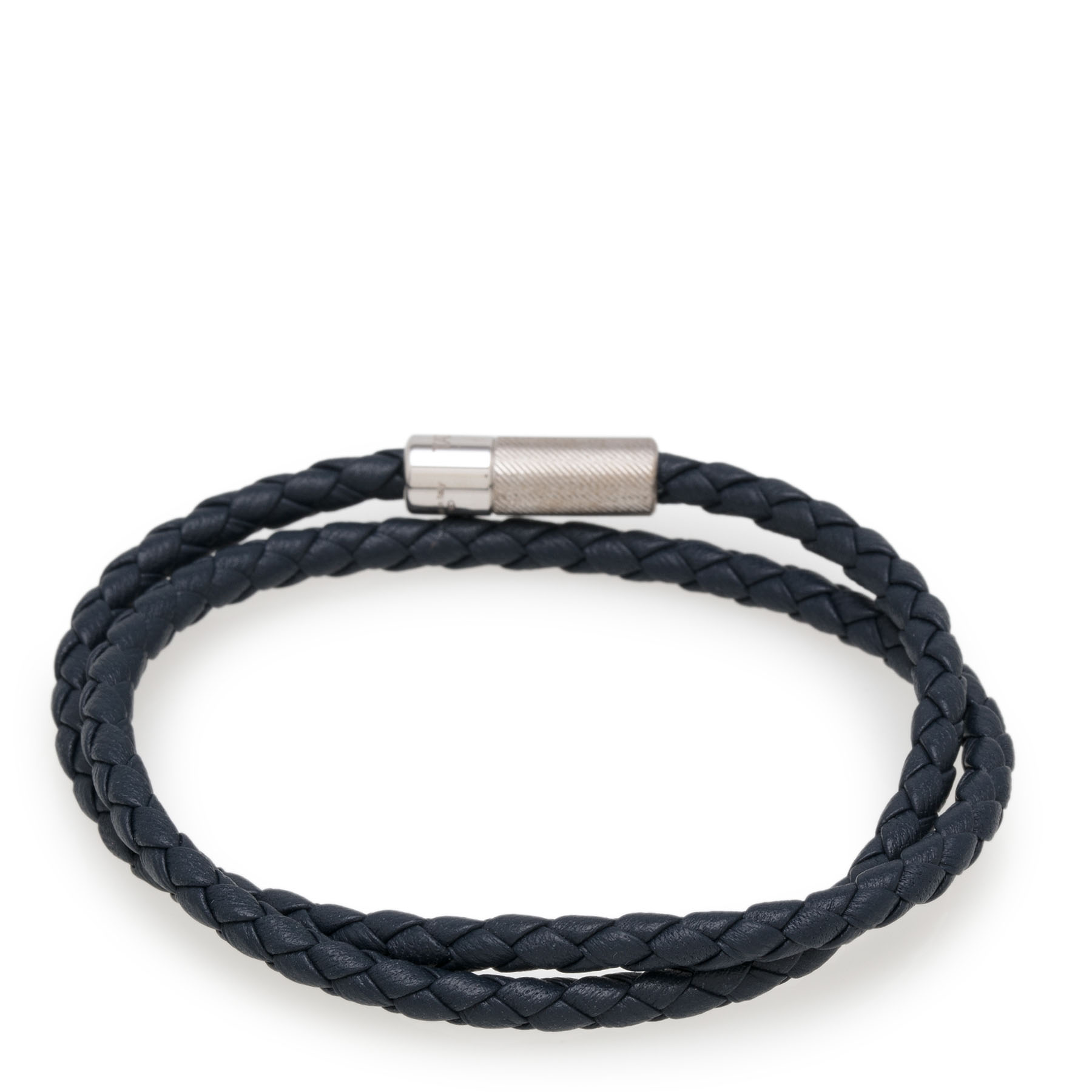 Braided leather bracelet, Blue
