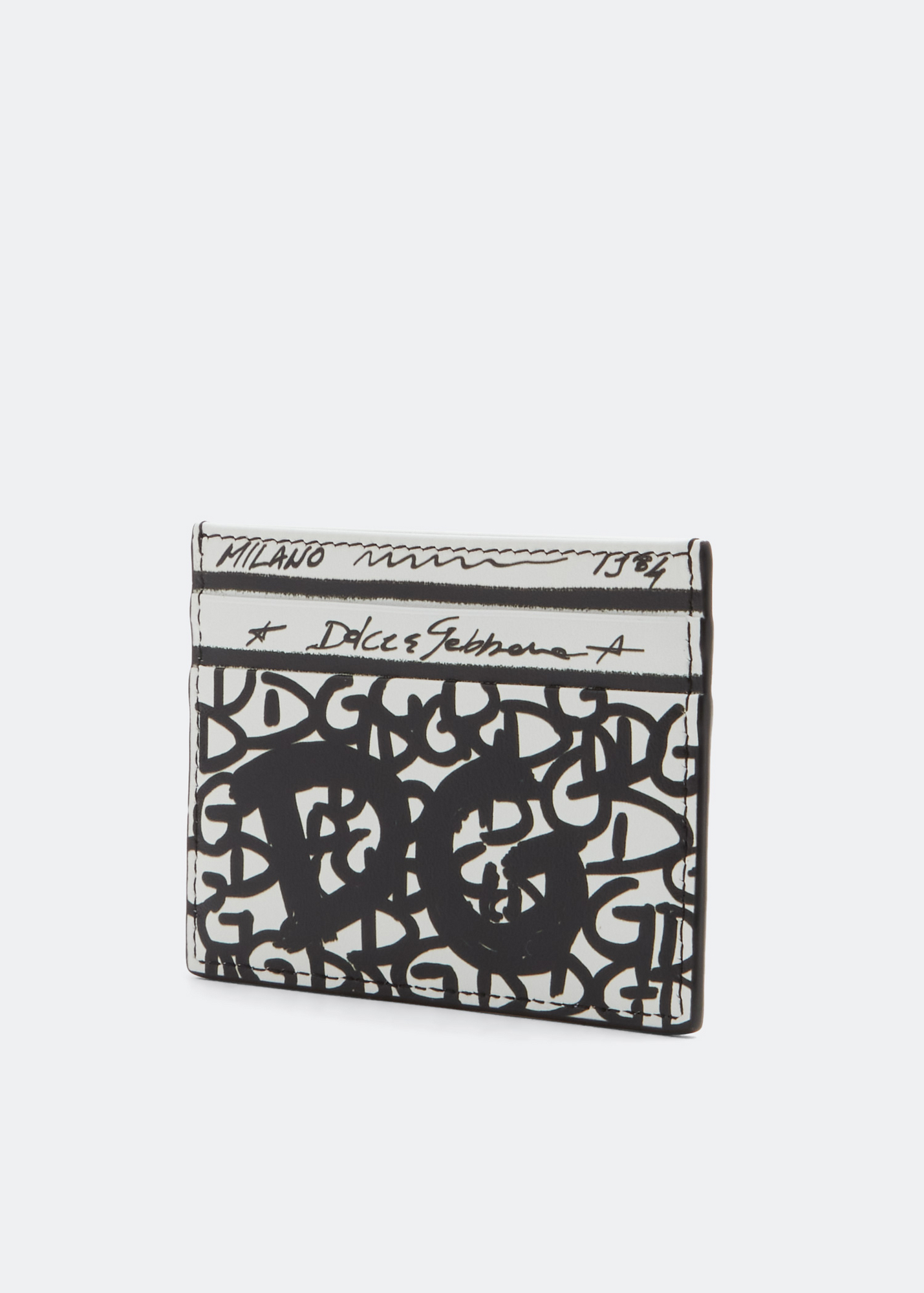 Logo print leather cardholder, Black