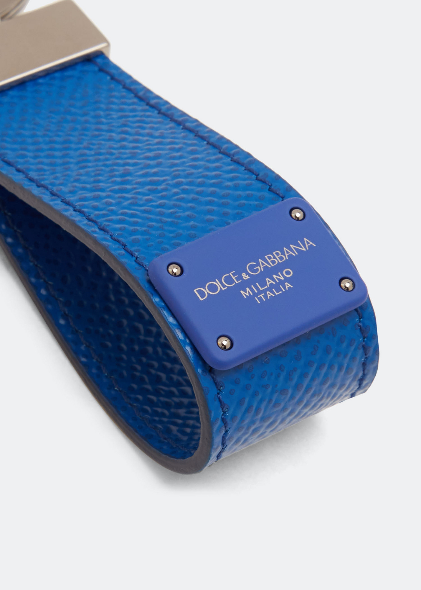 Logo split-ring keychain, Blue