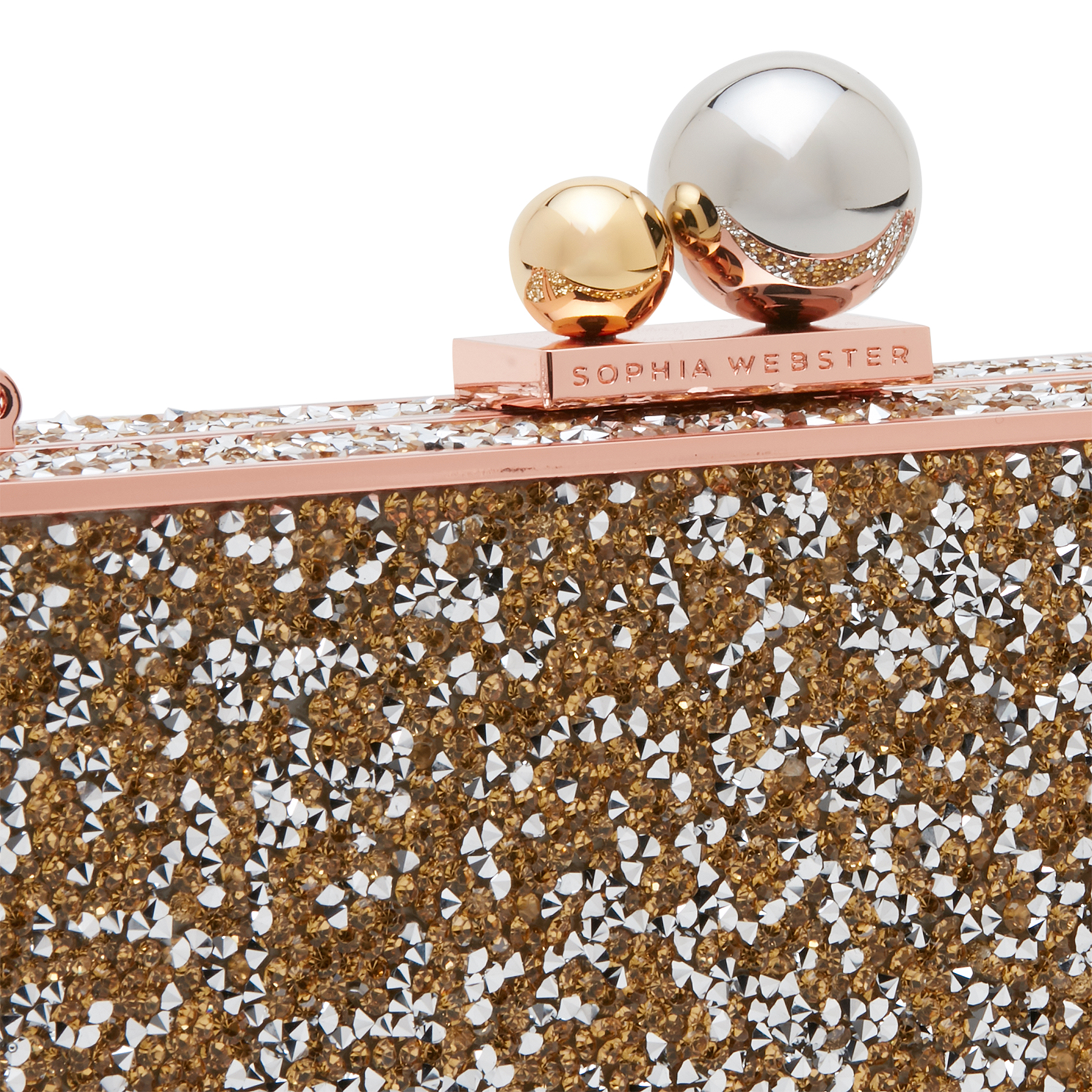 Clara Crystal box bag, Gold