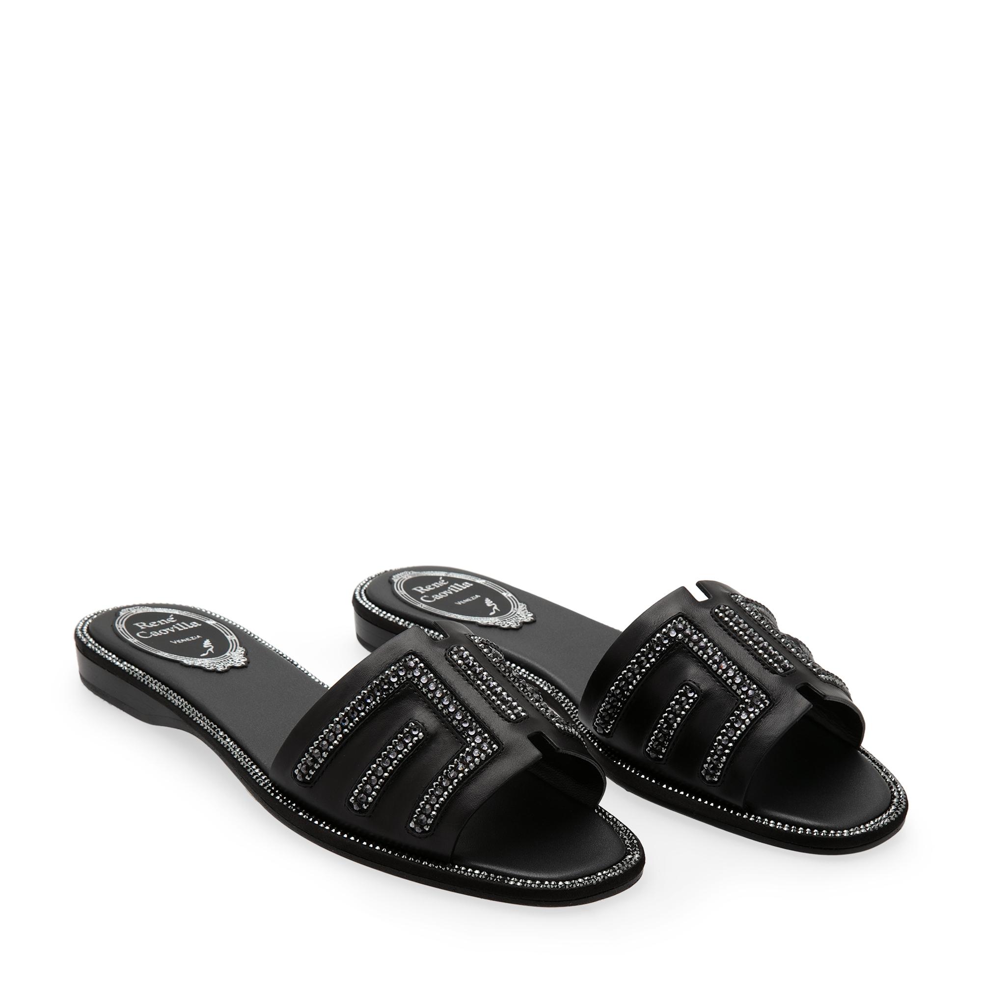 Crystal-embellished sandals, Black