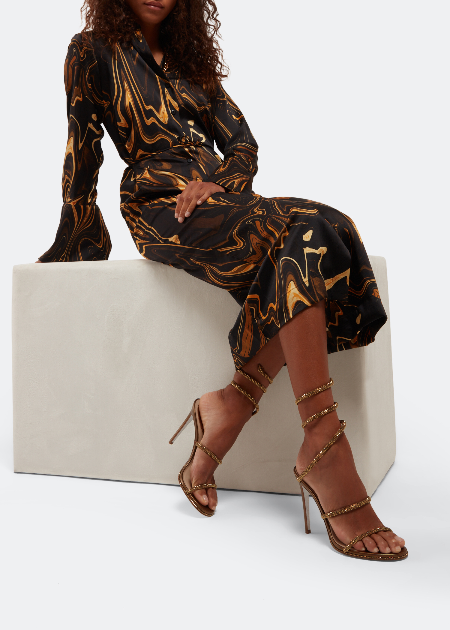 Cleo crystal-embellished sandals, Brown