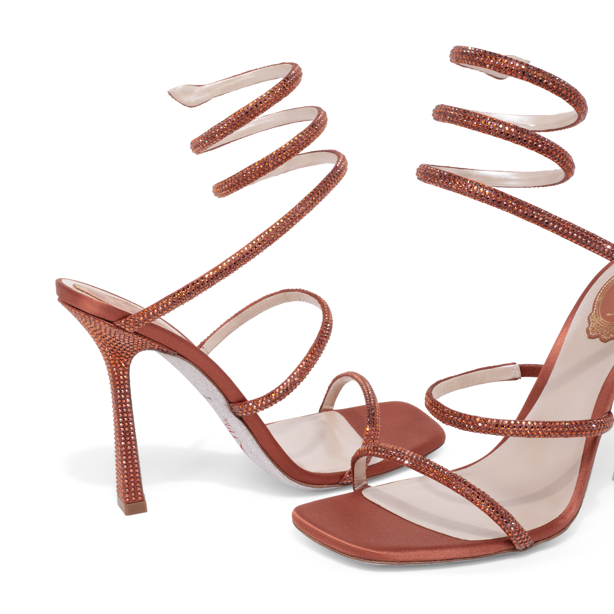 Cleo crystal-embellished sandals, Brown
