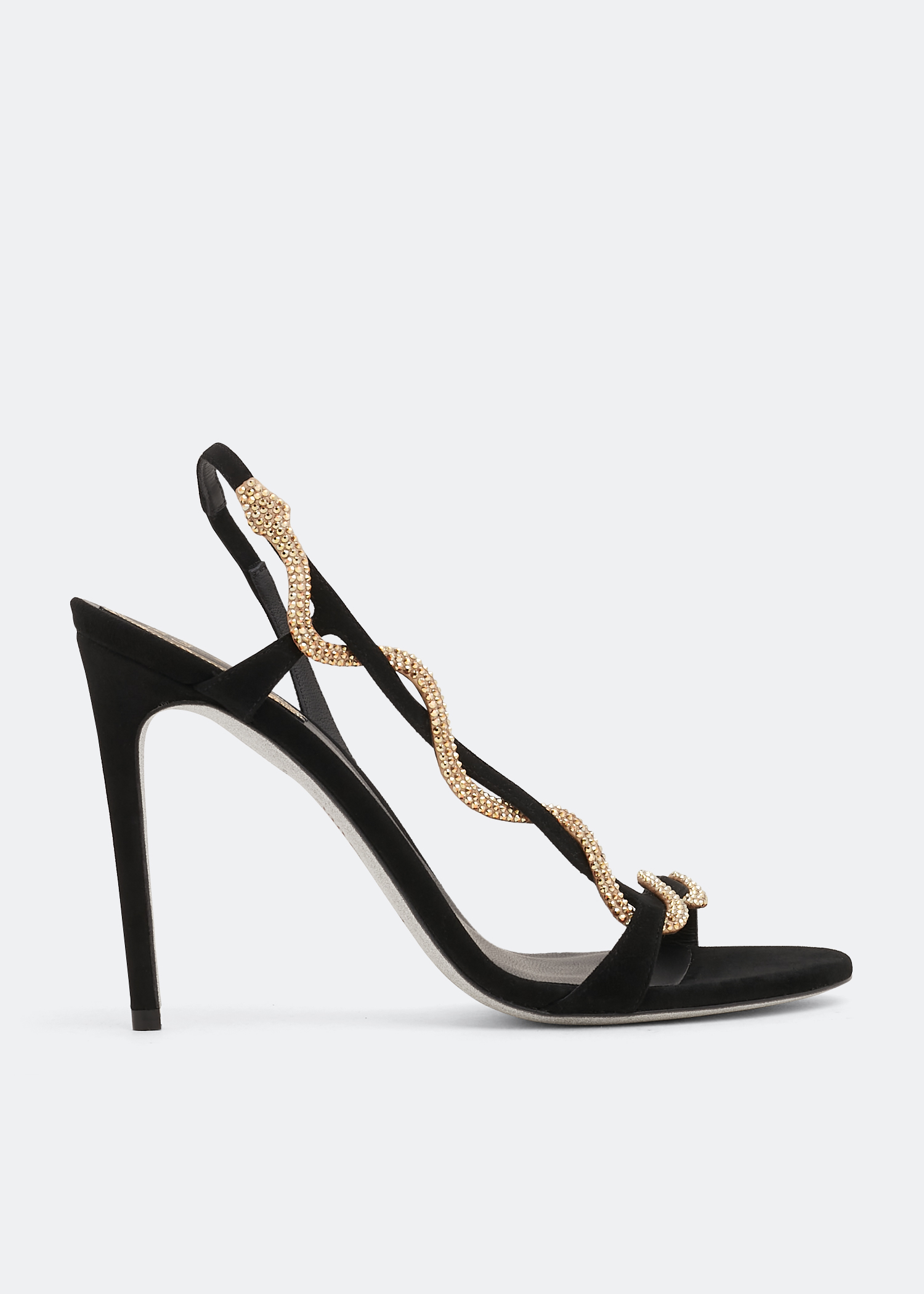 Serpent suede sandals, Black