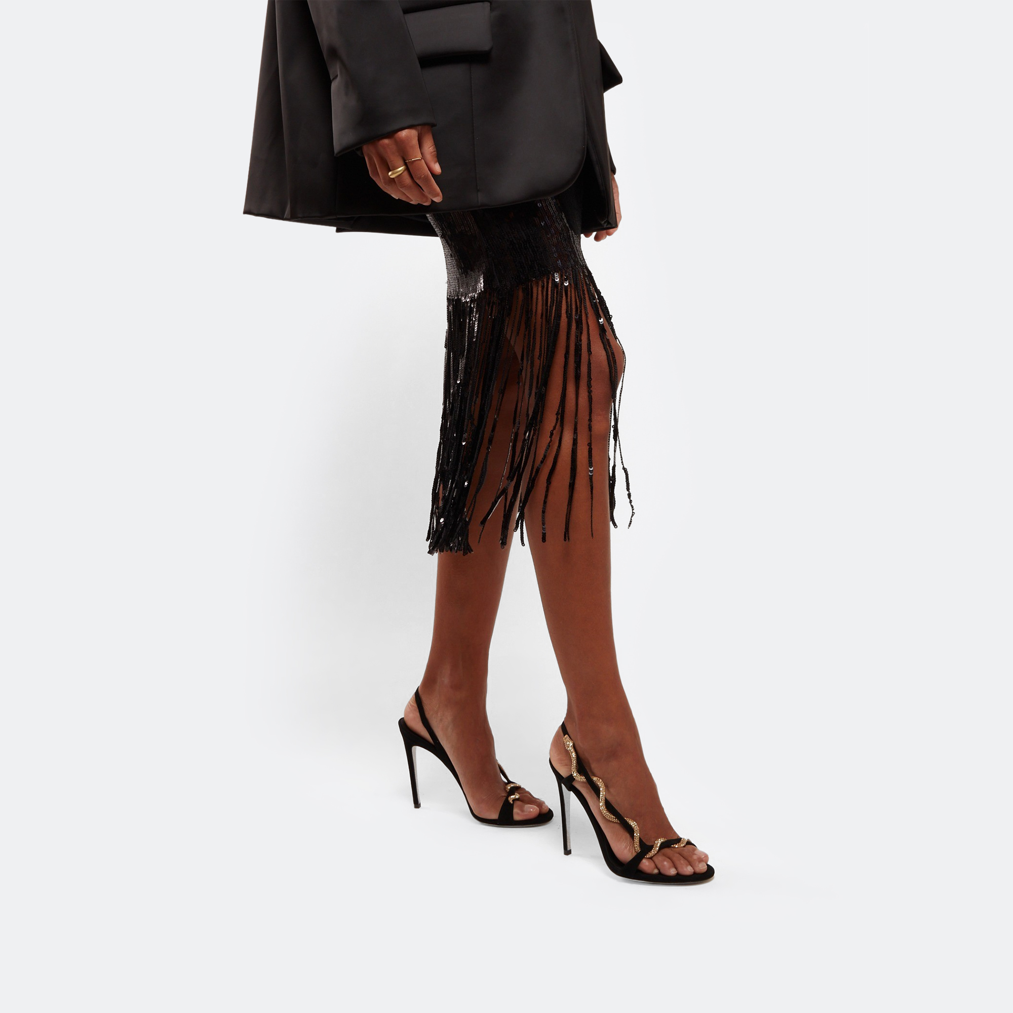 Serpent suede sandals, Black