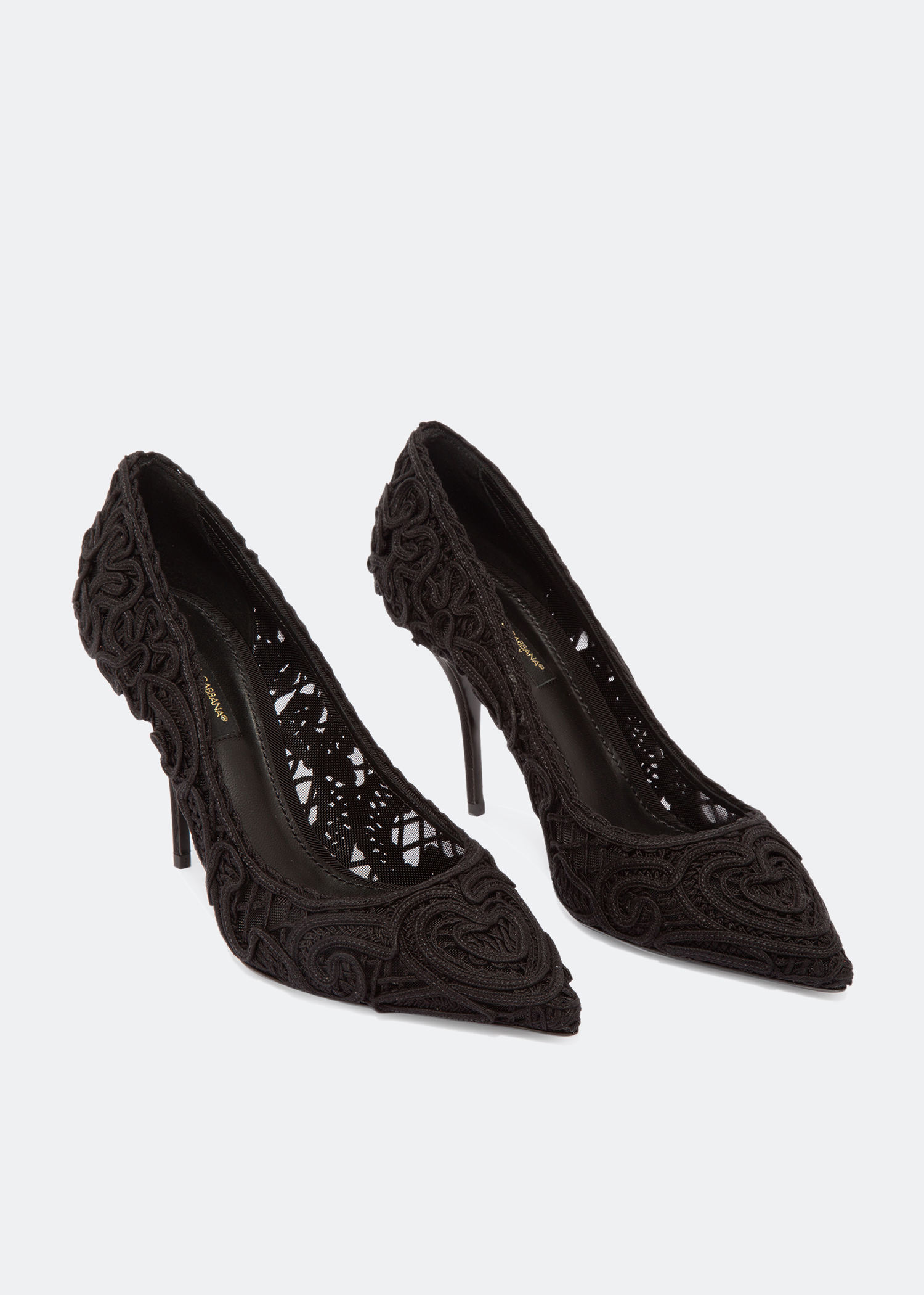 Cordonetto lace pumps, Black