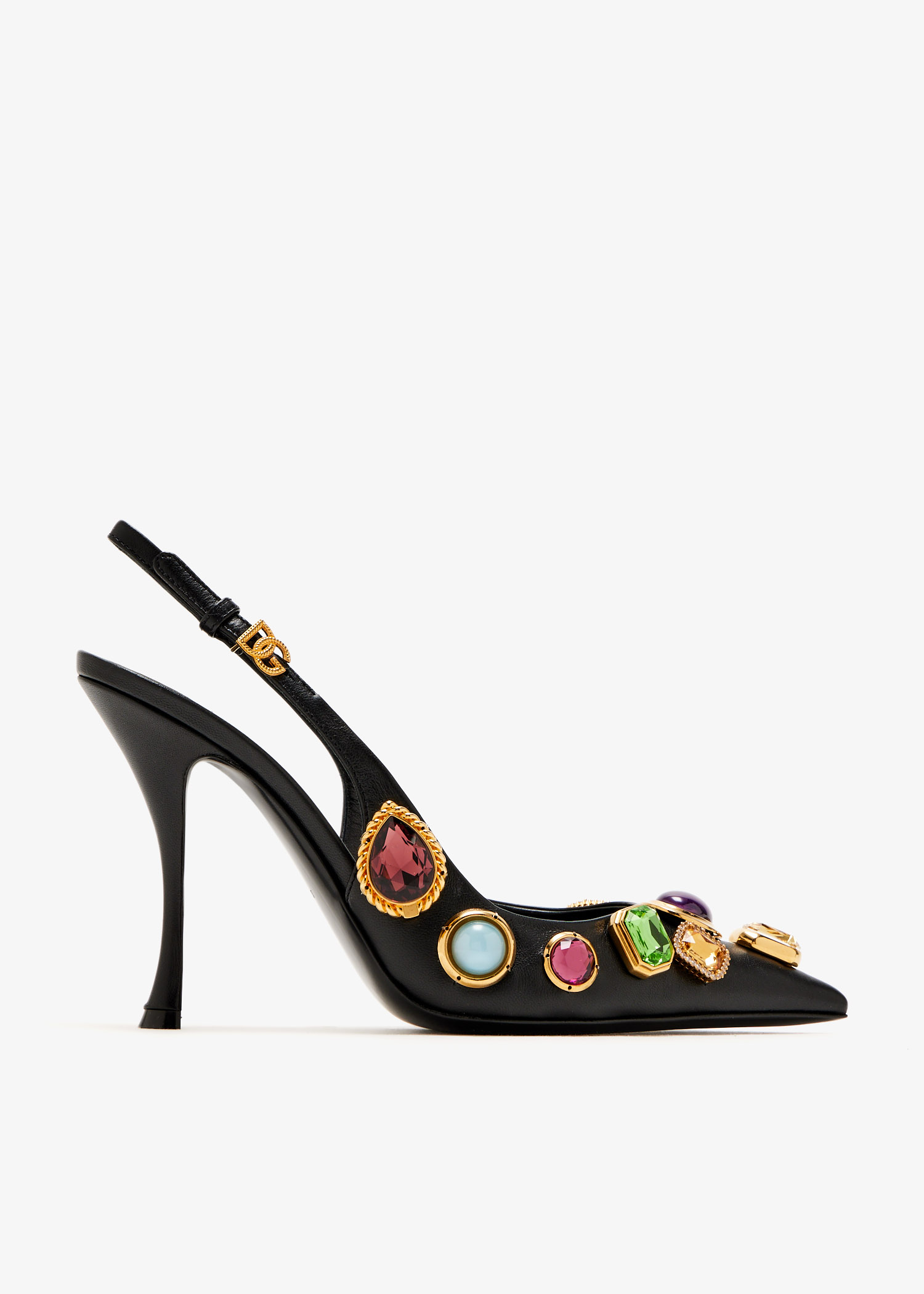 Stone embroidery slingback pumps, Black
Stone embroidery slingback pumps, Black
