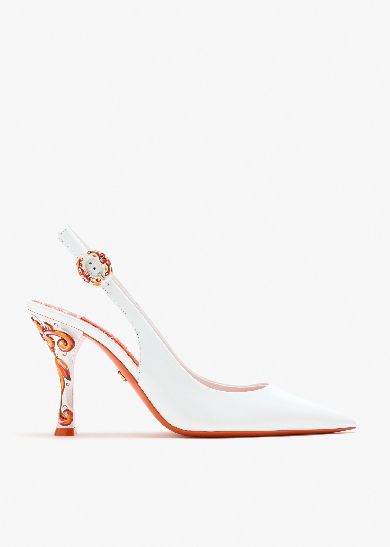 Patent leather slingback pumps, White
Patent leather slingback pumps, White