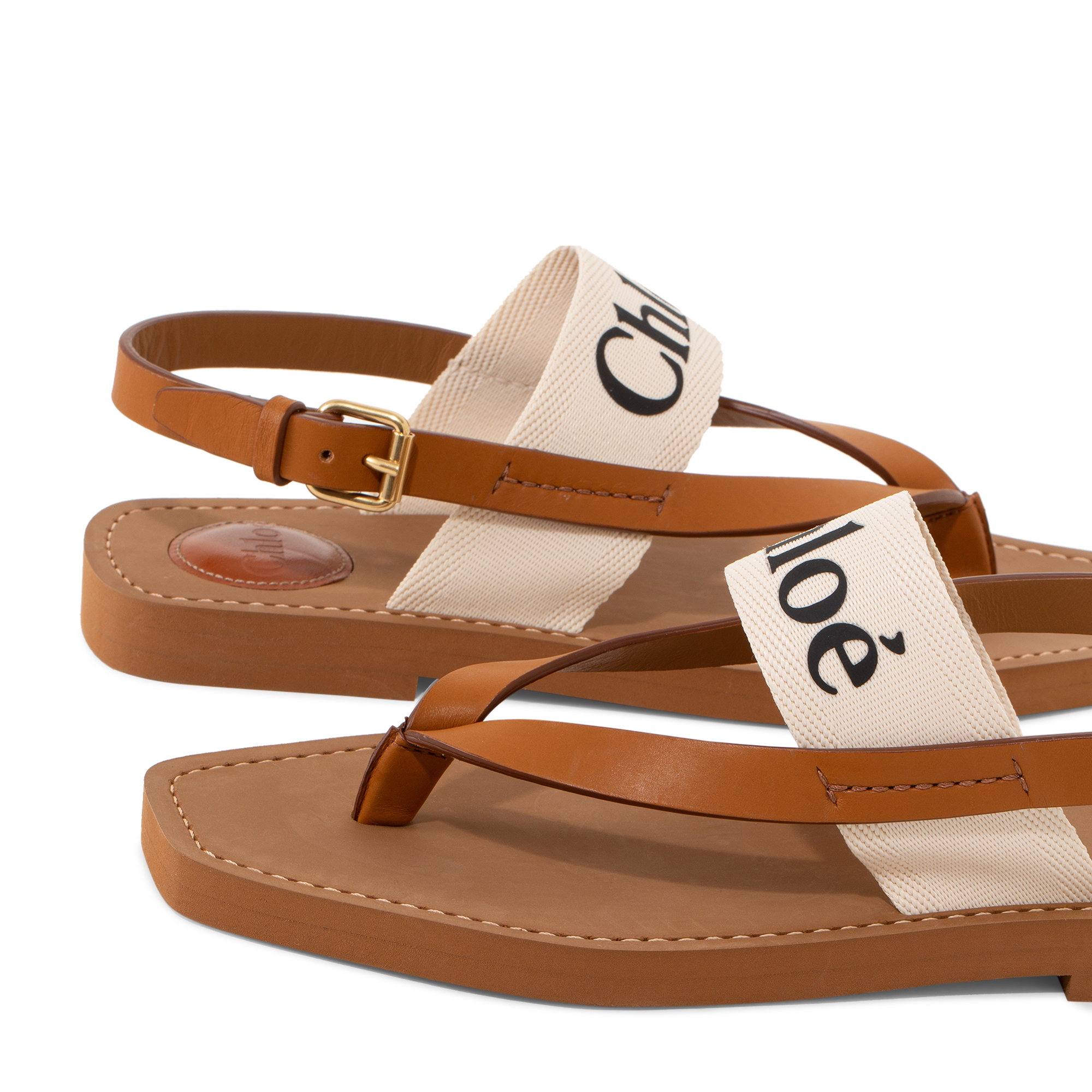 Woody leather sandals, White