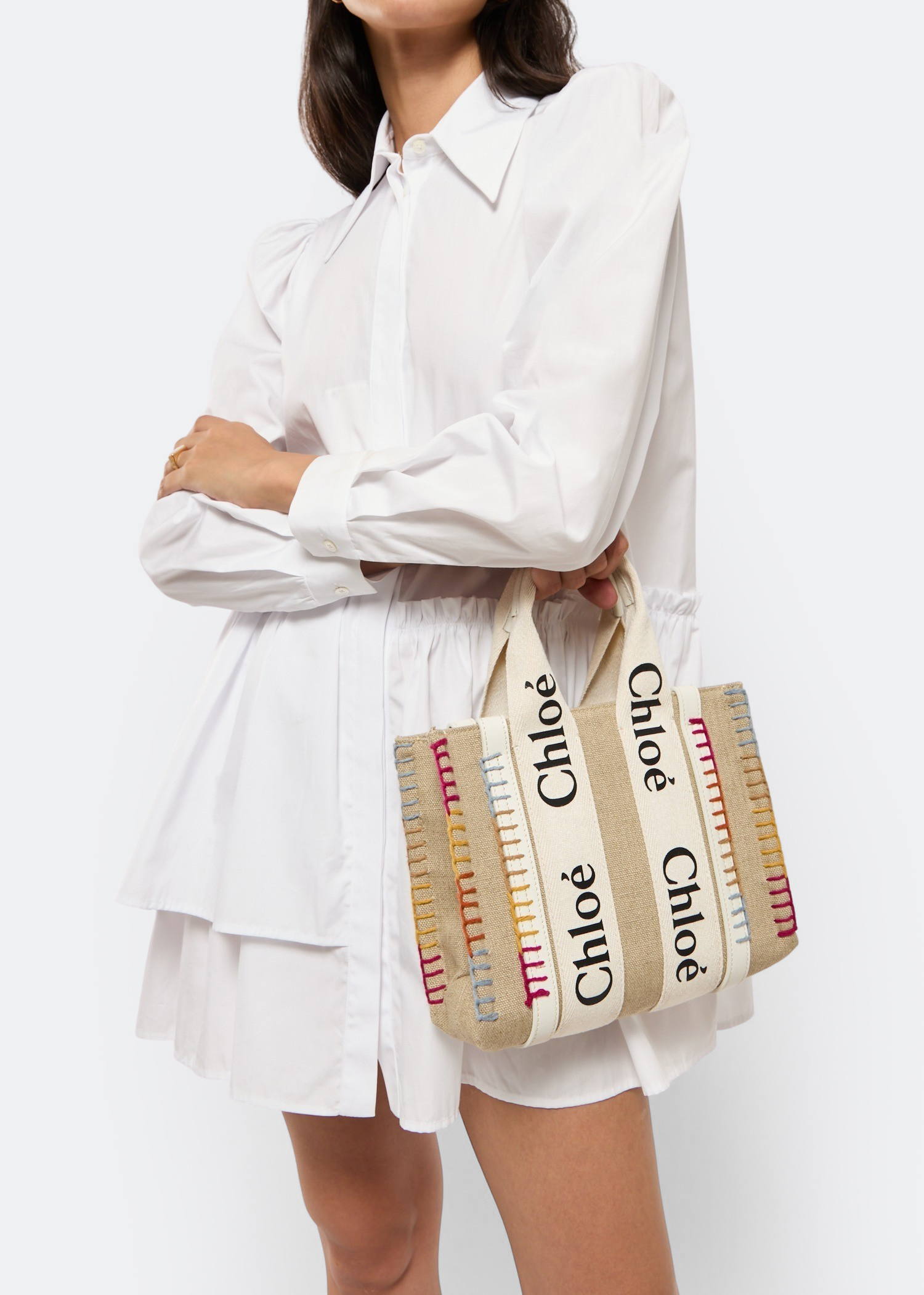 Woody small tote bag, Beige