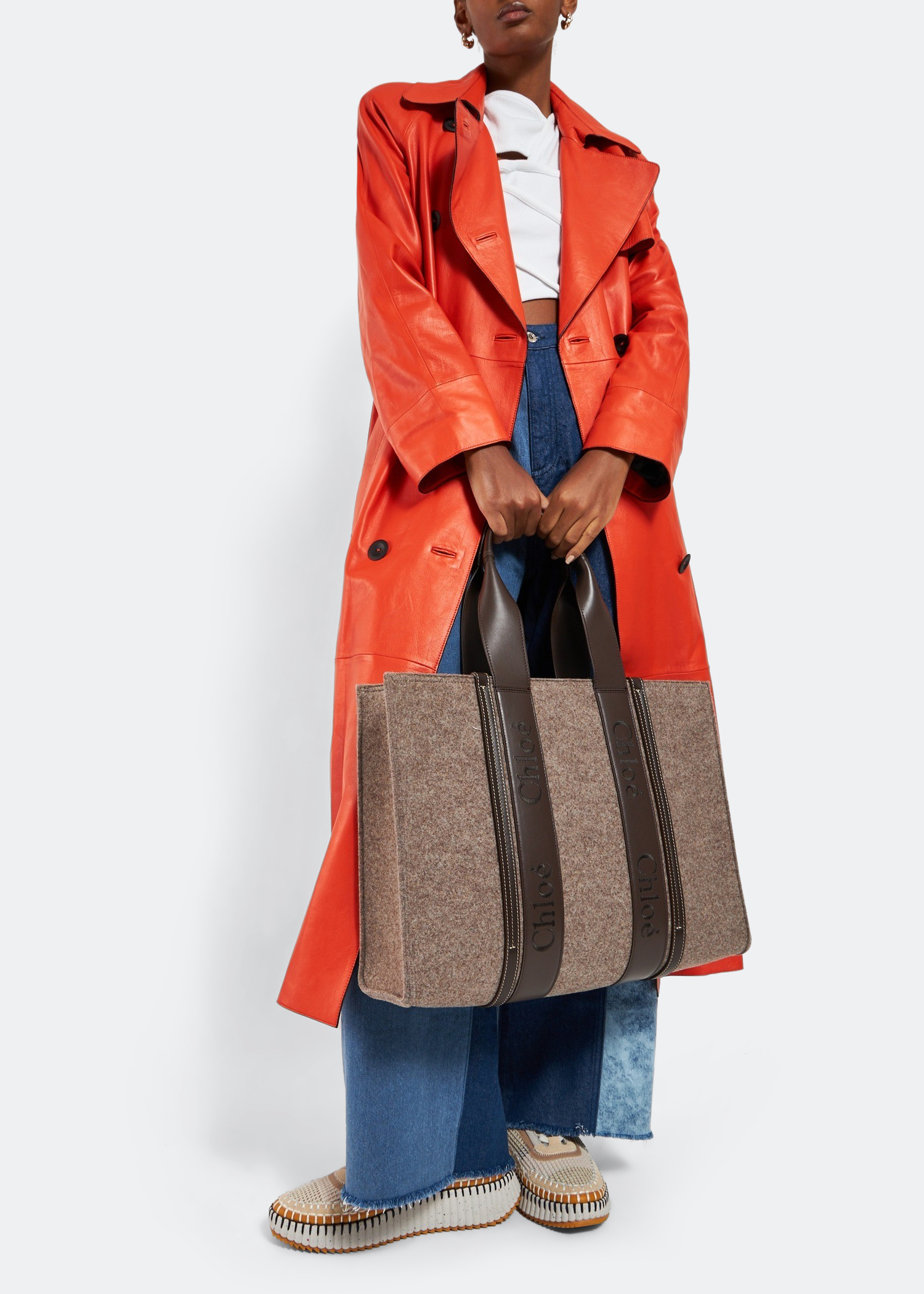 Woody large tote bag, Brown