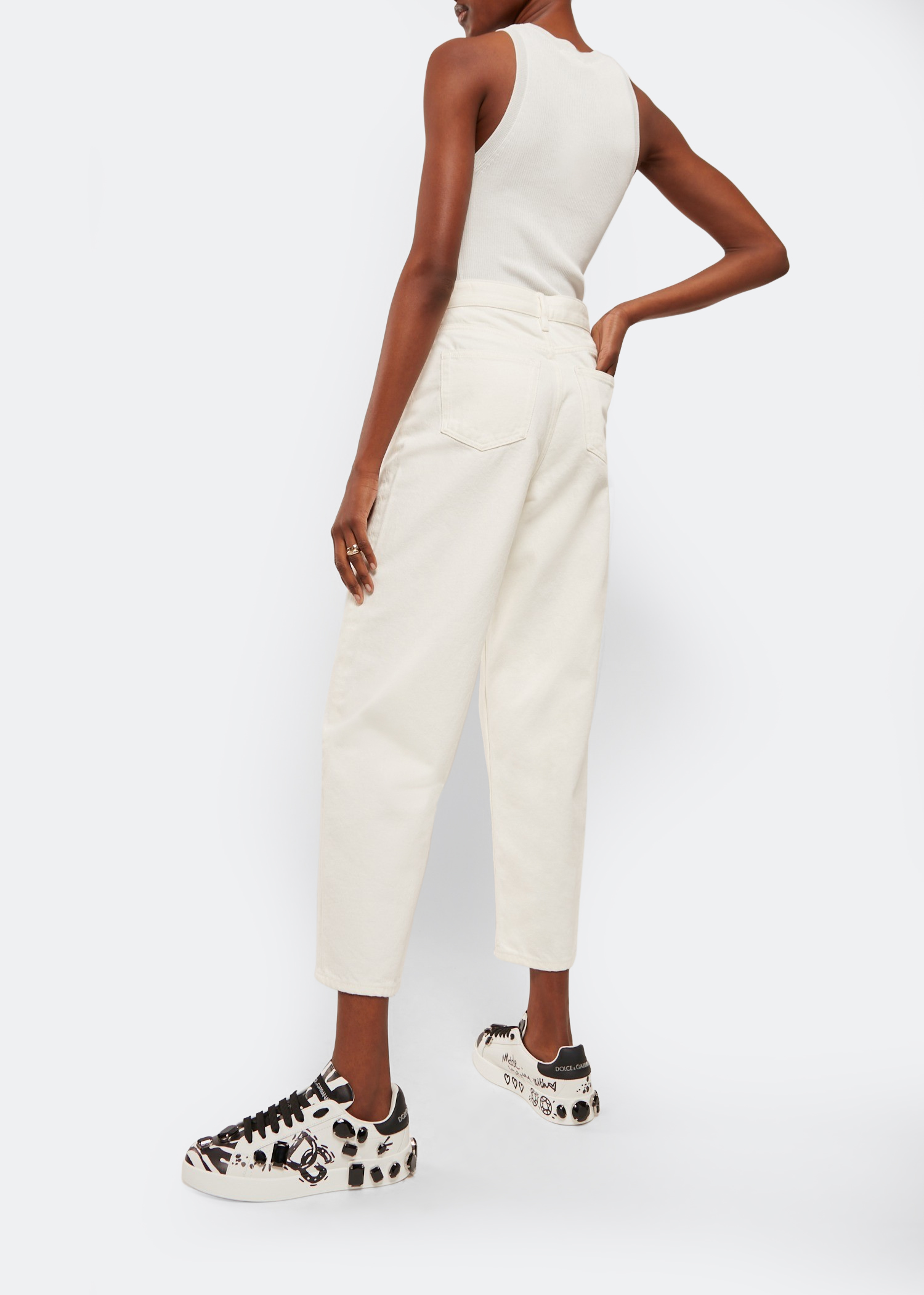 Portofino embroidered sneakers, White
