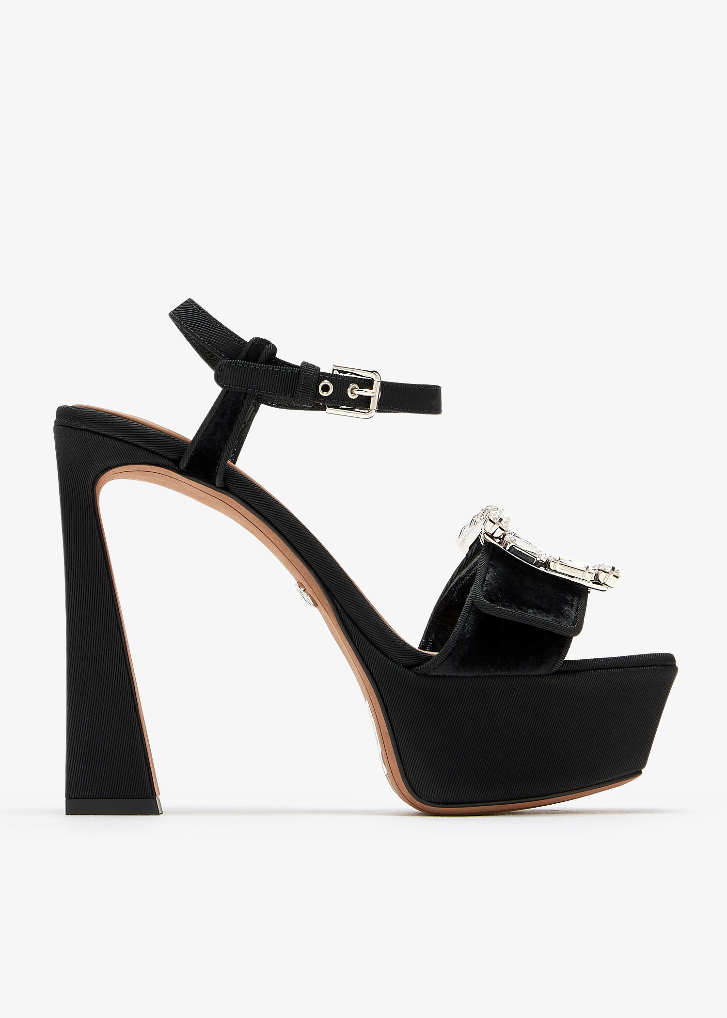 Bejeweled buckle platform sandals, Black
Bejeweled buckle platform sandals, Black