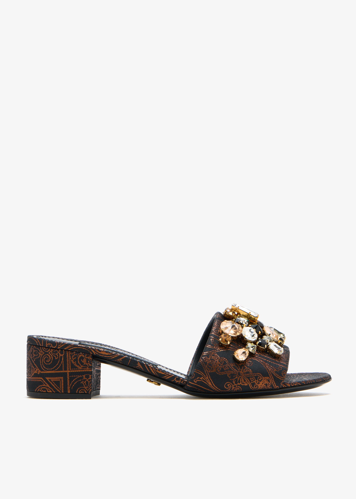 Stone-embroidered jacquard sandals, Black
Stone-embroidered jacquard sandals, Black