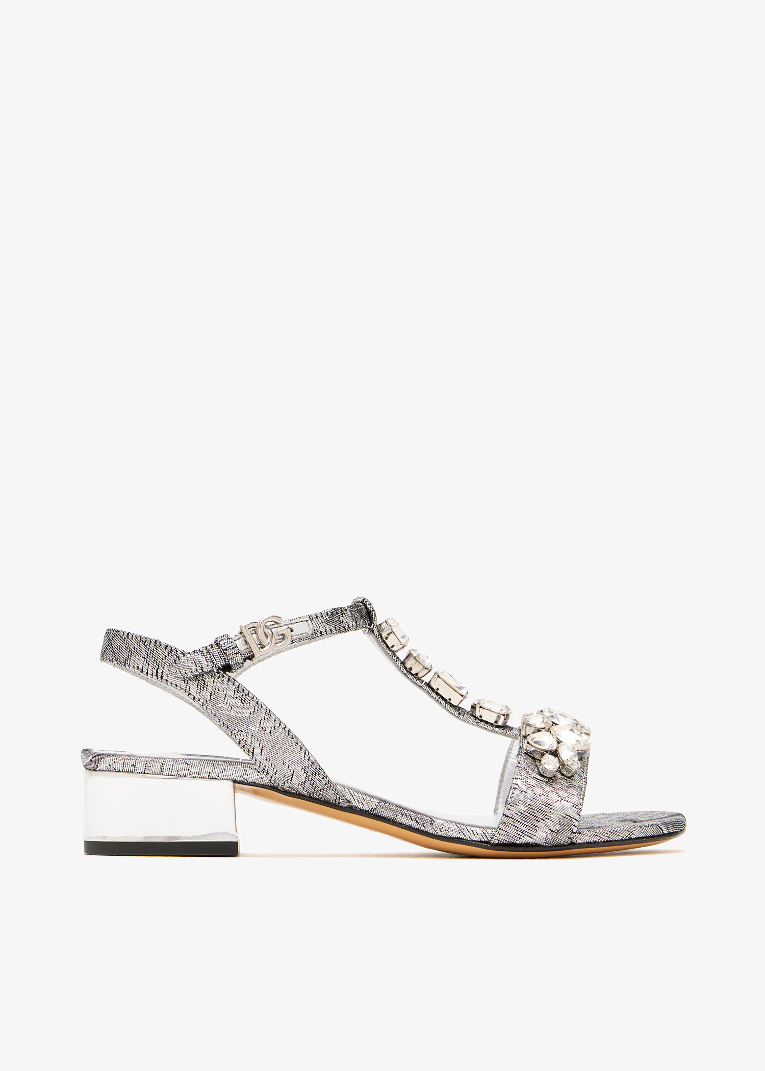 Crystal-embellished jacquard sandals, Silver
Crystal-embellished jacquard sandals, Silver