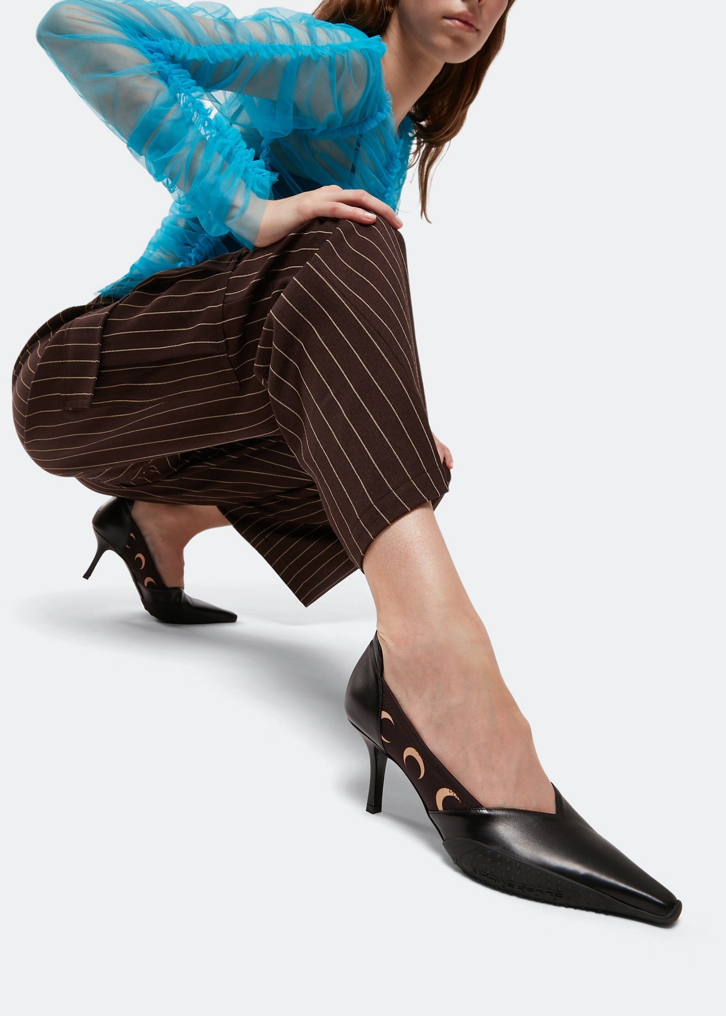 Rubber outsole leather pumps, Black