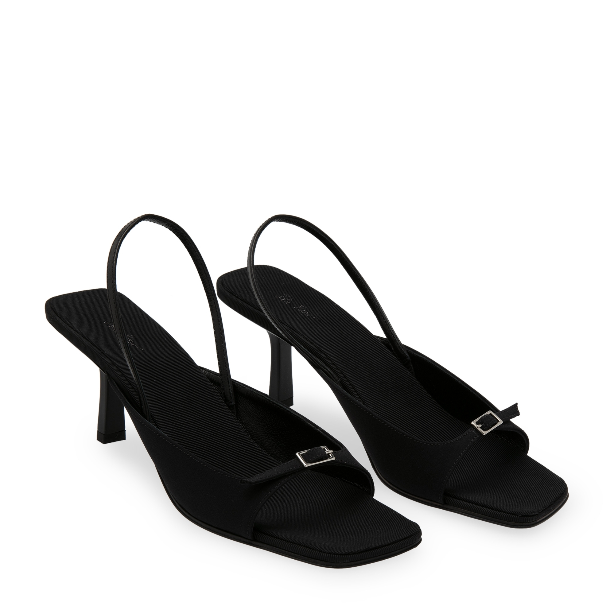 Buckle slingback sandals, Black