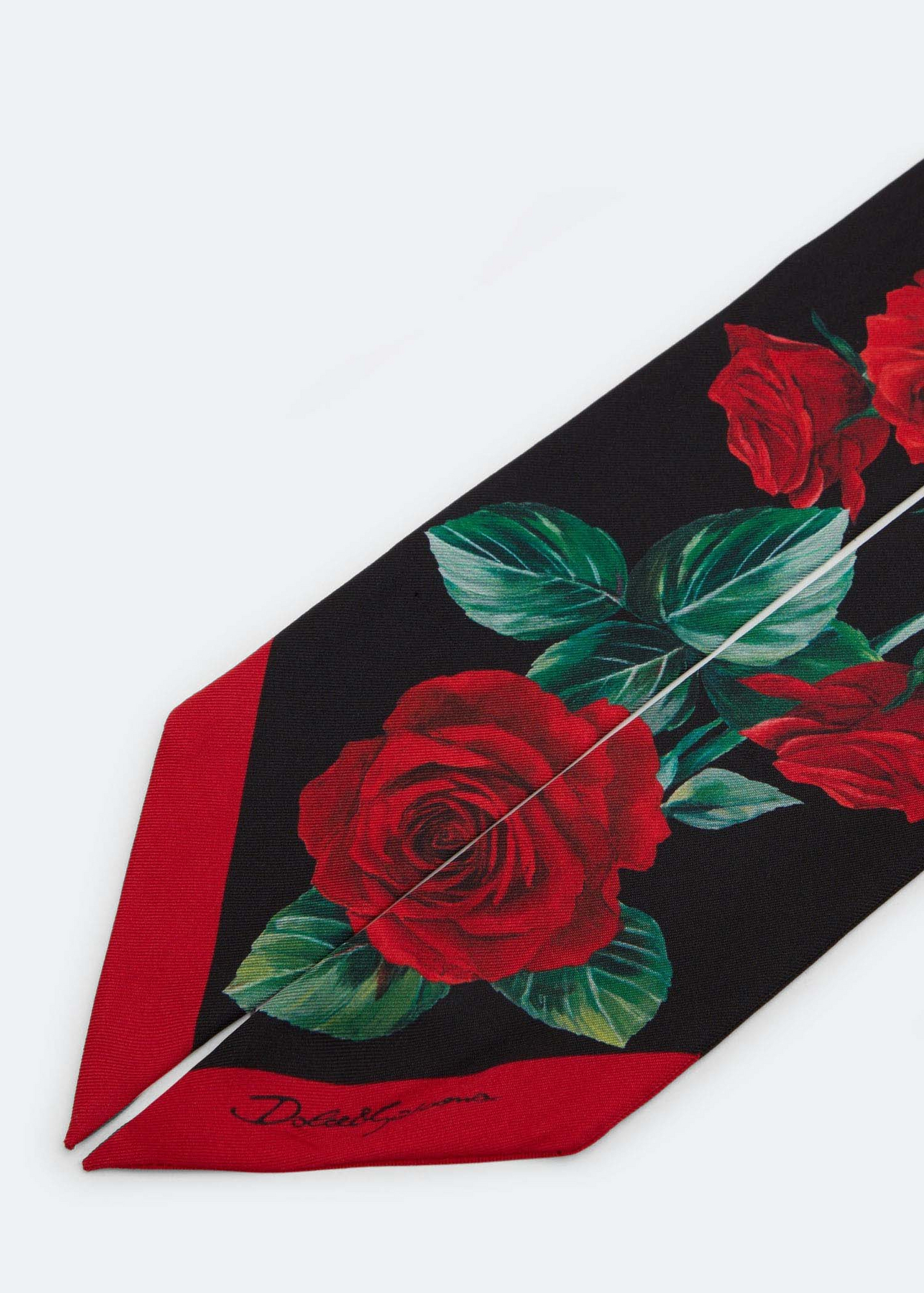Rose-print twill headscarf, Multi-coloured