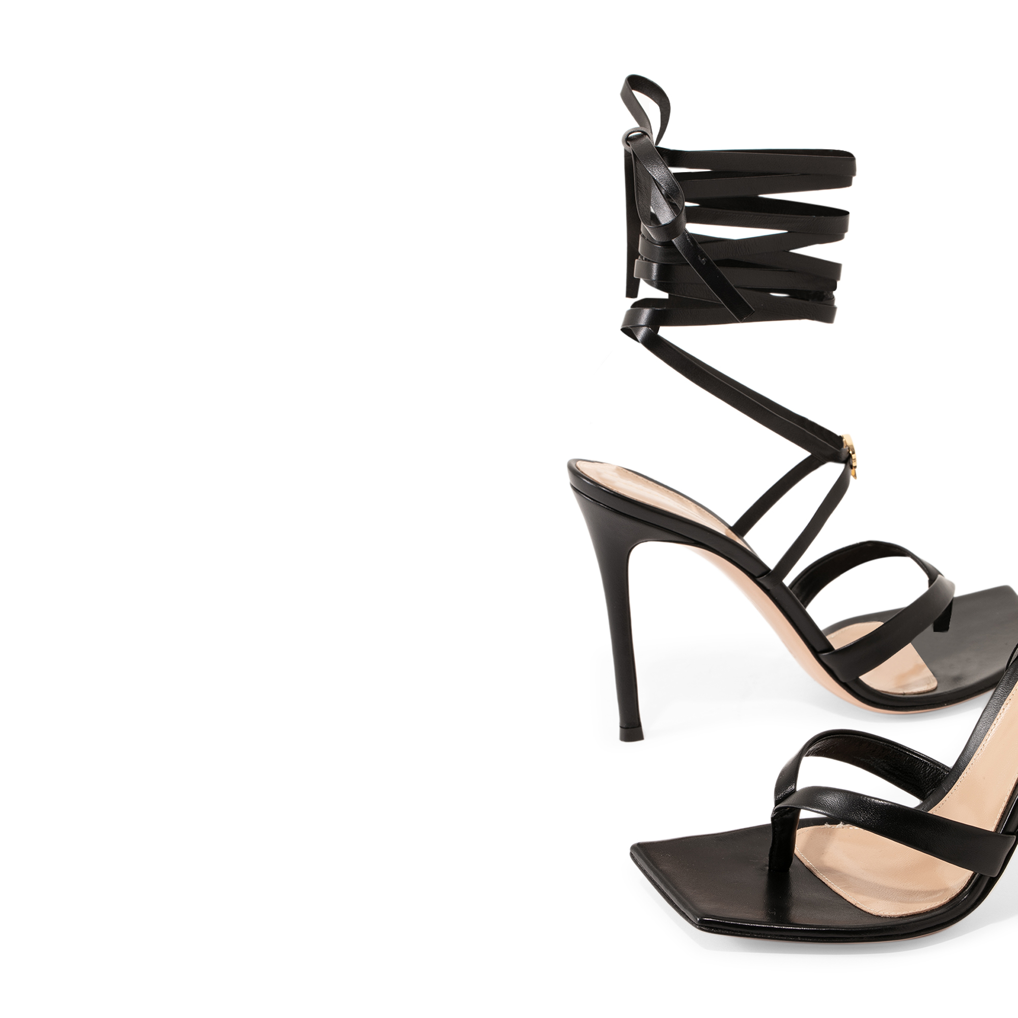 Ribbon gladiator sandals, Black