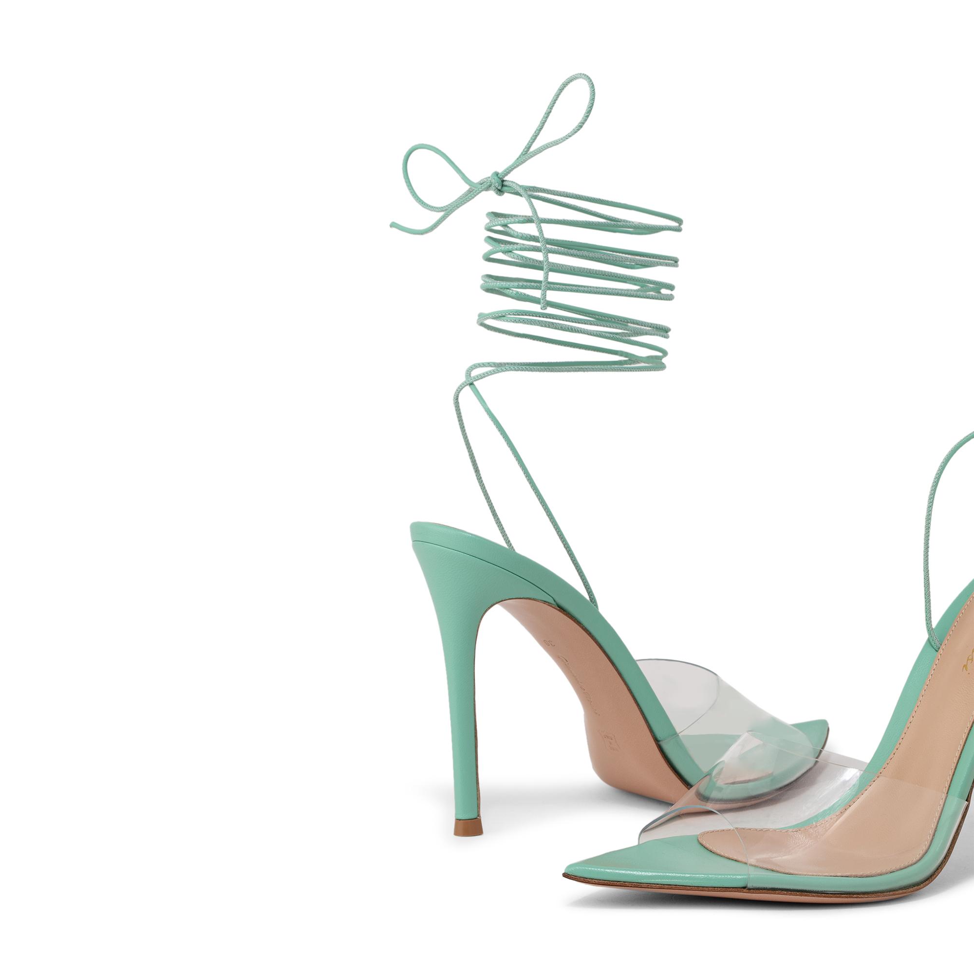 PVC ankle-tie sandals, Green