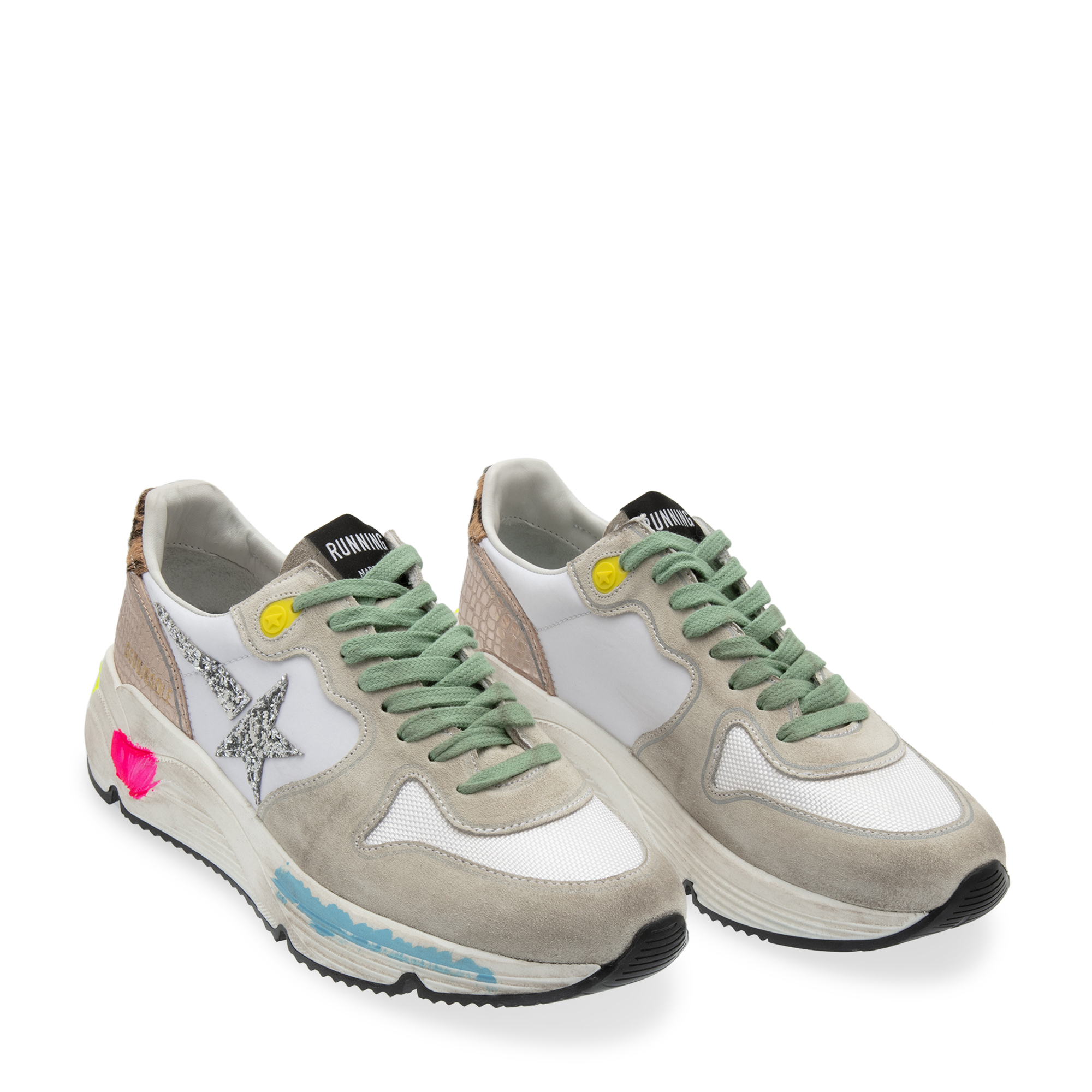 Running sole sneakers, White