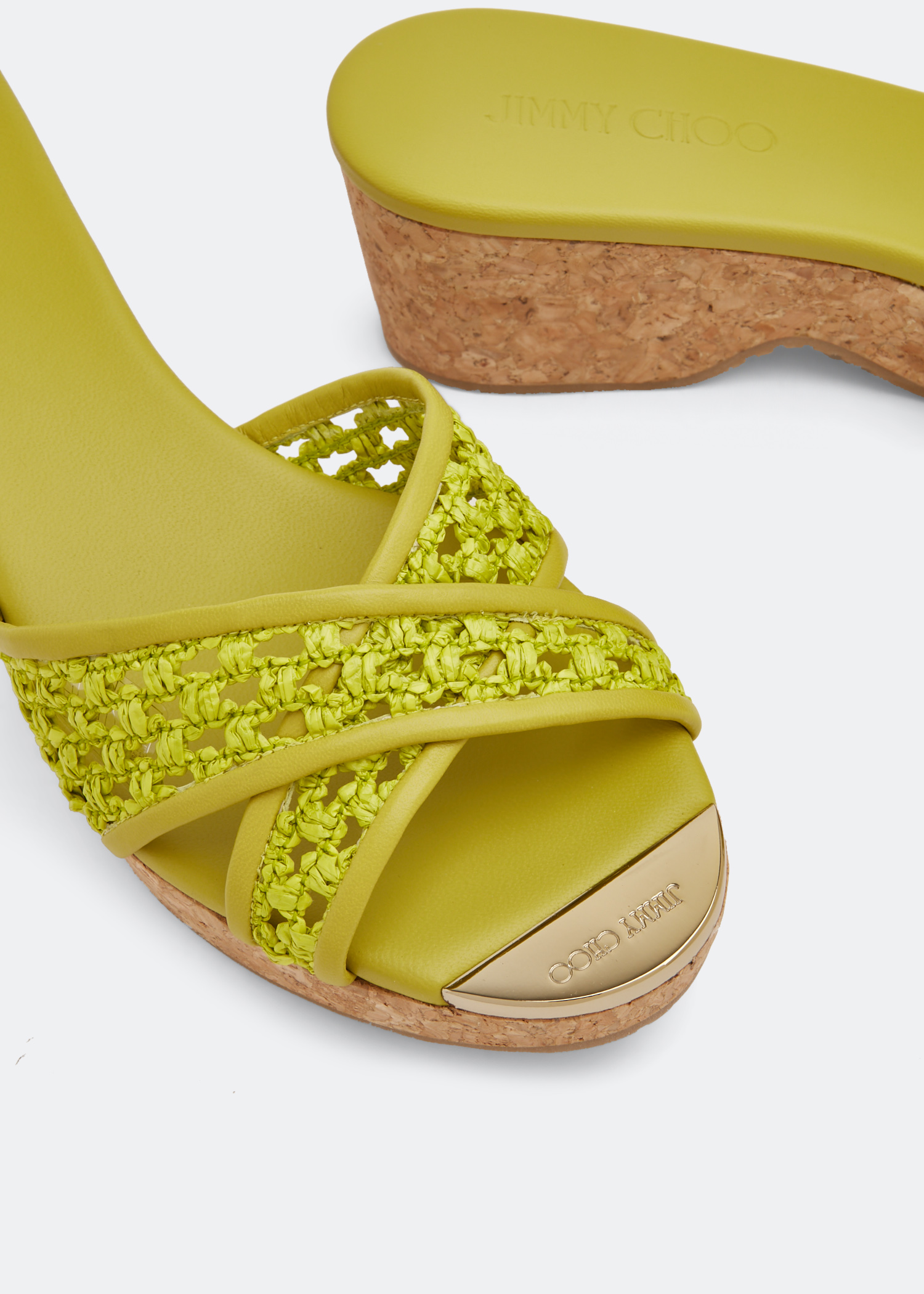 Leather 45 wedge sandals, Green