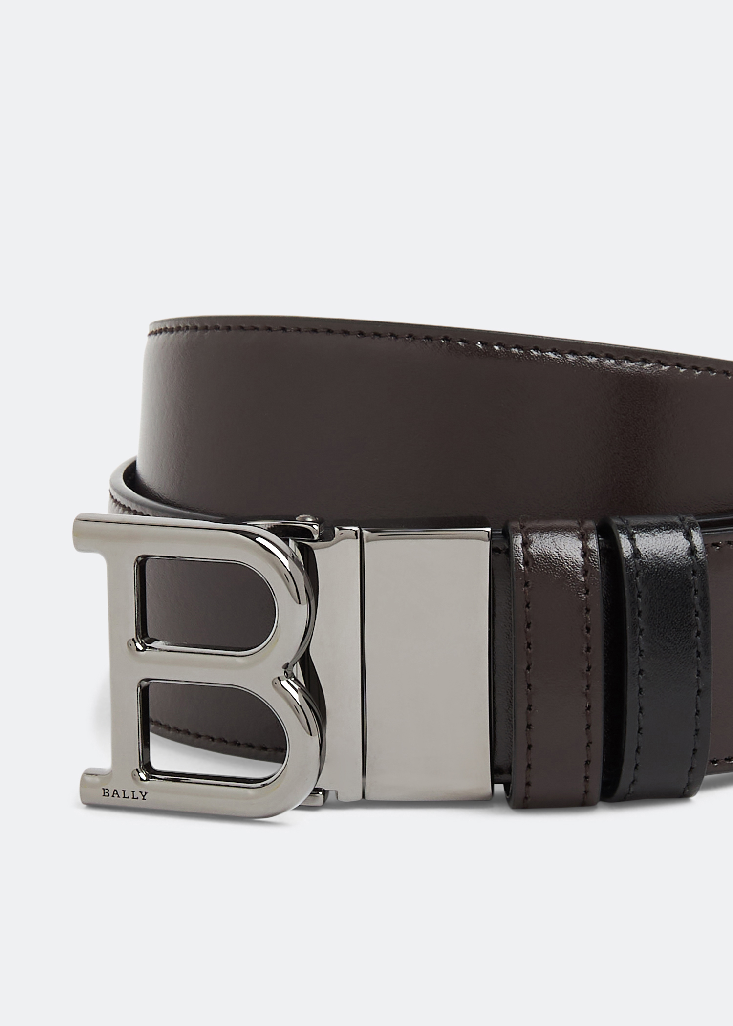 Logo reversible calfskin belt, Black