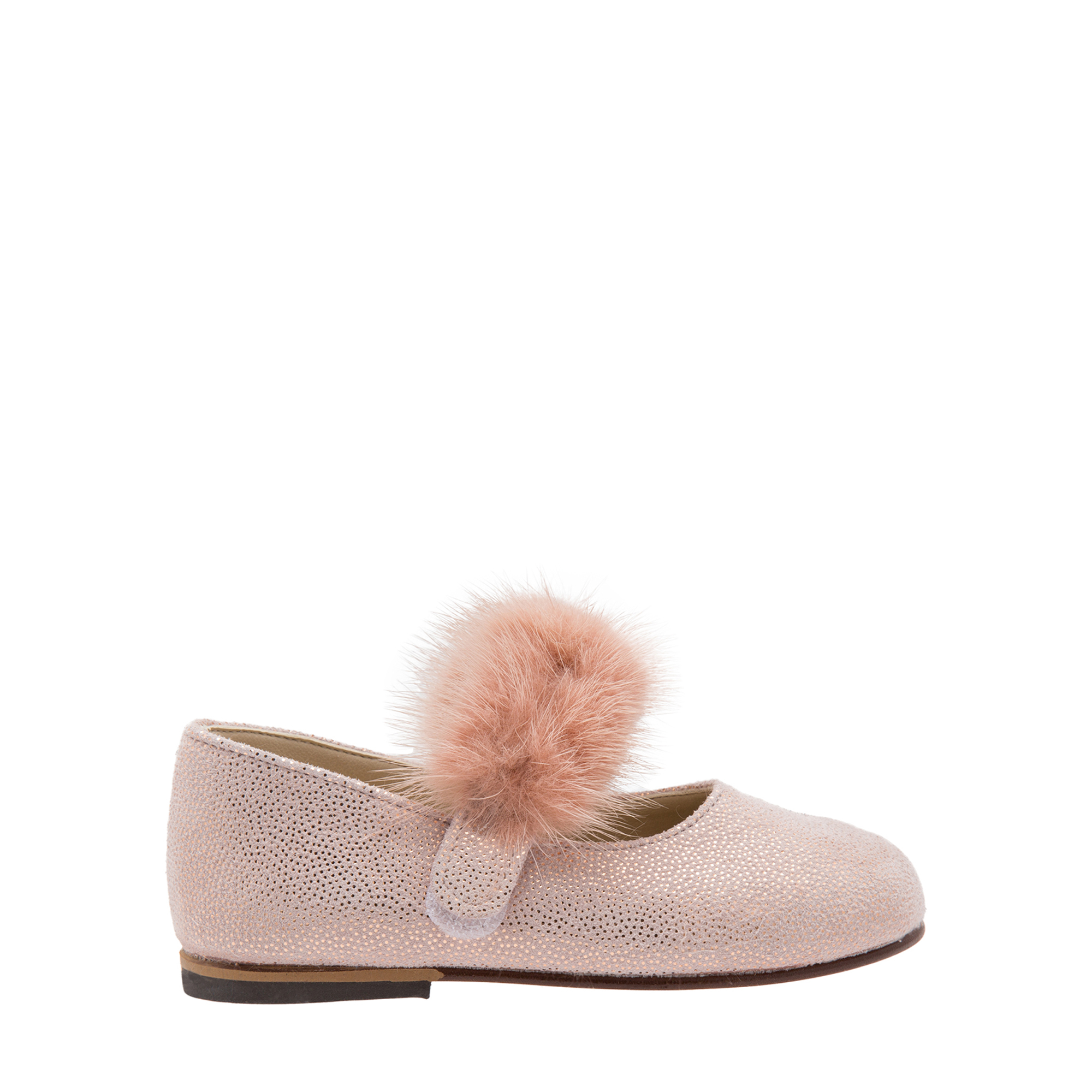 Fur-detail ballet flats, Pink