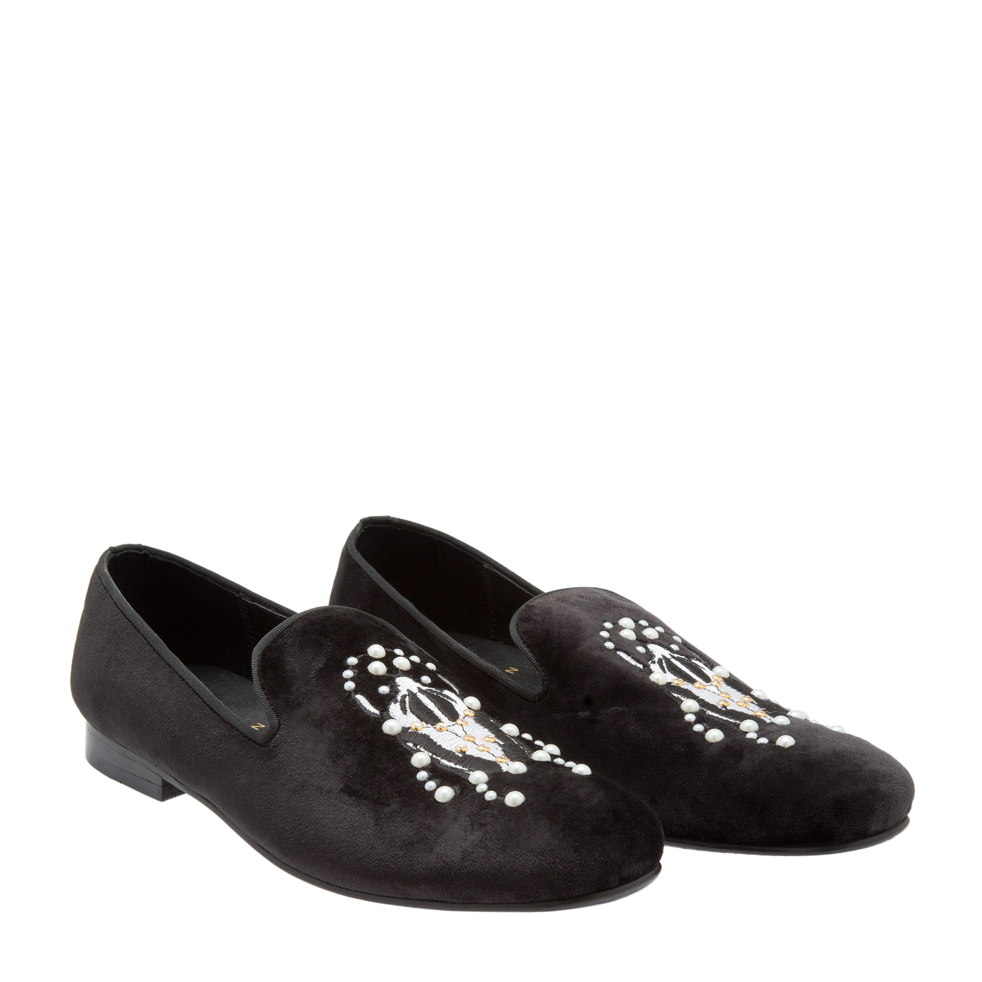 Pearl Scarab Beetle loafers, Black