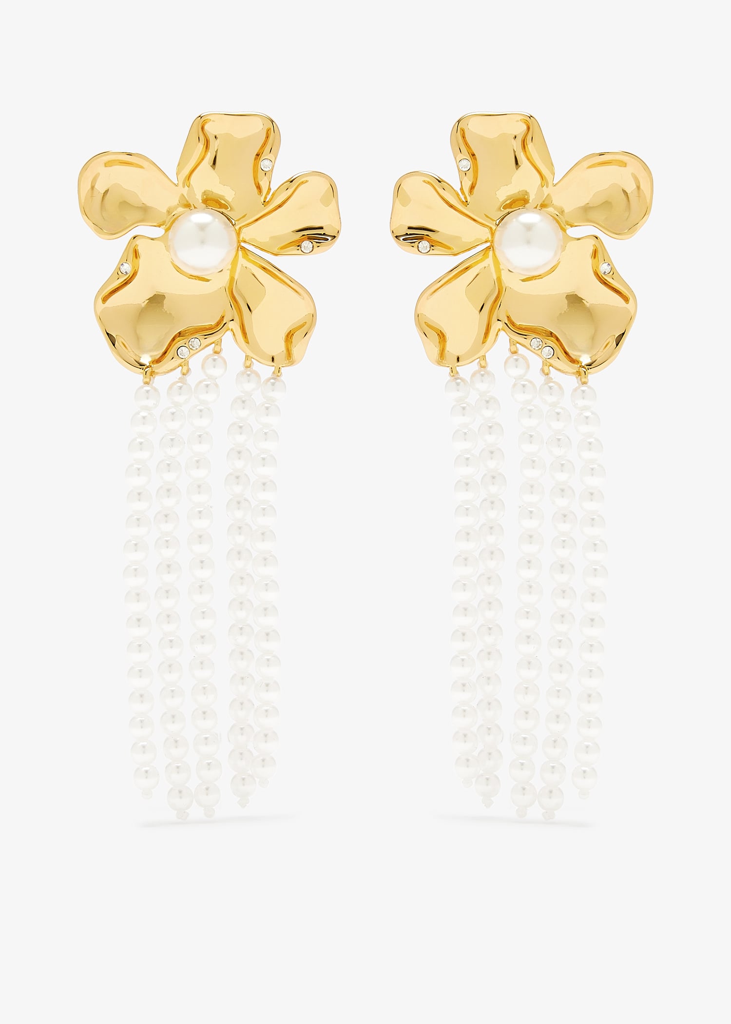 Flower pearl dangle earrings, Gold
Flower pearl dangle earrings, Gold