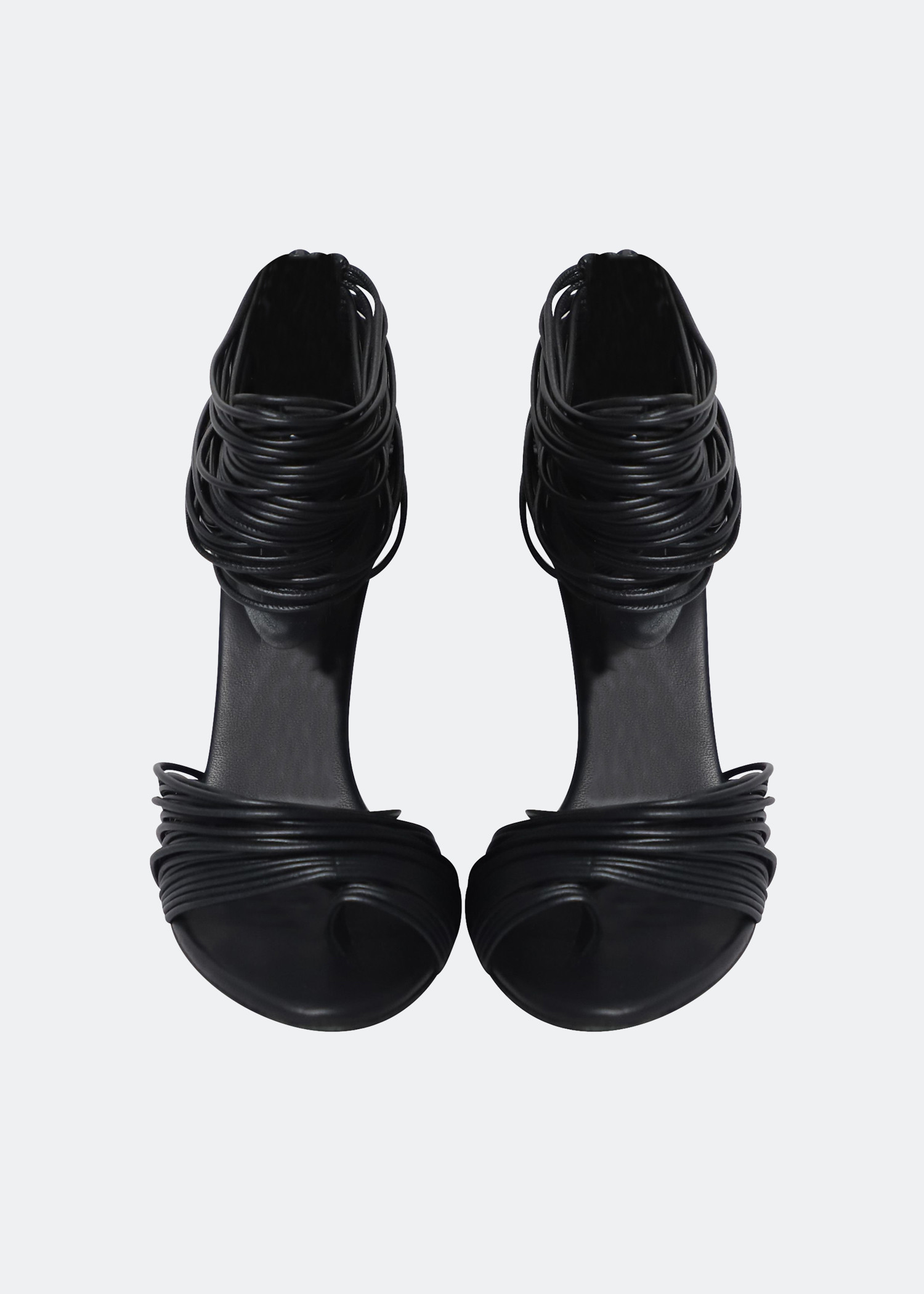 Strappy high-heel sandals in black leather