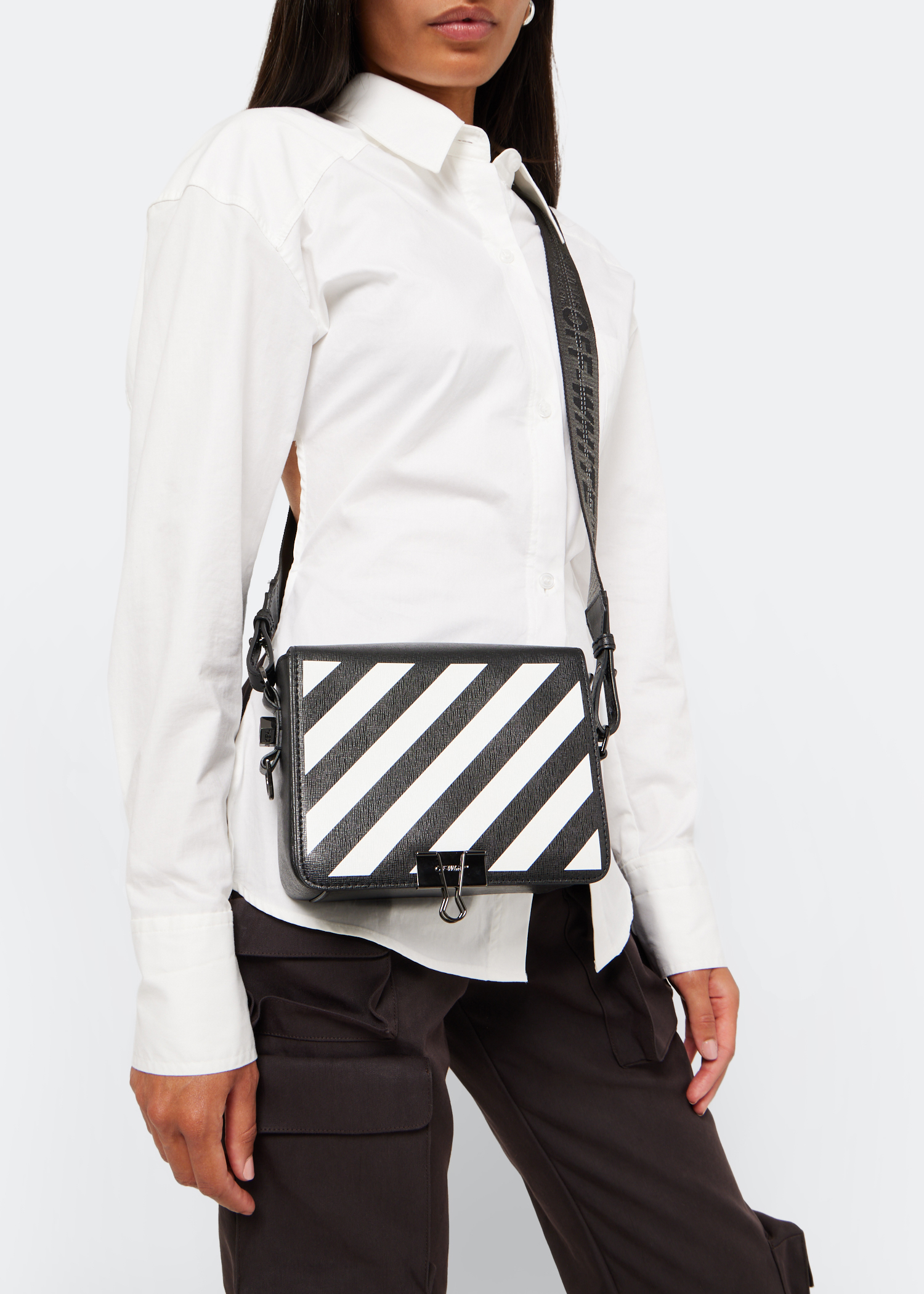 Diagonal Binder Clip bag, Black