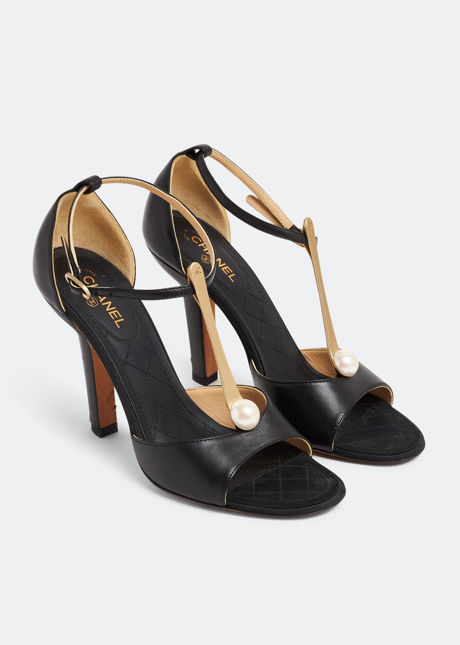 Pearl T-Strap sandals, Black