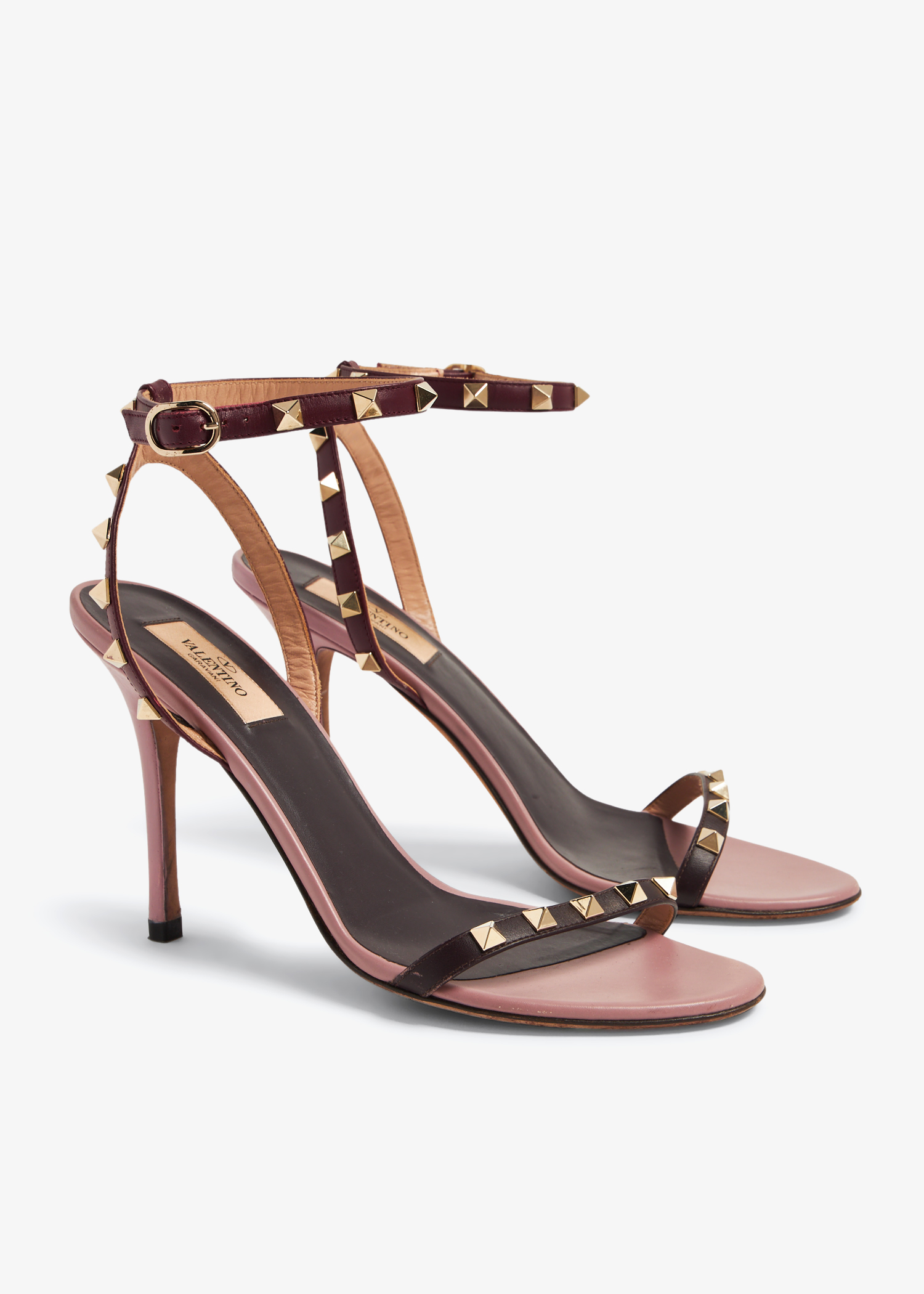 Rockstud sandals, Burgundy