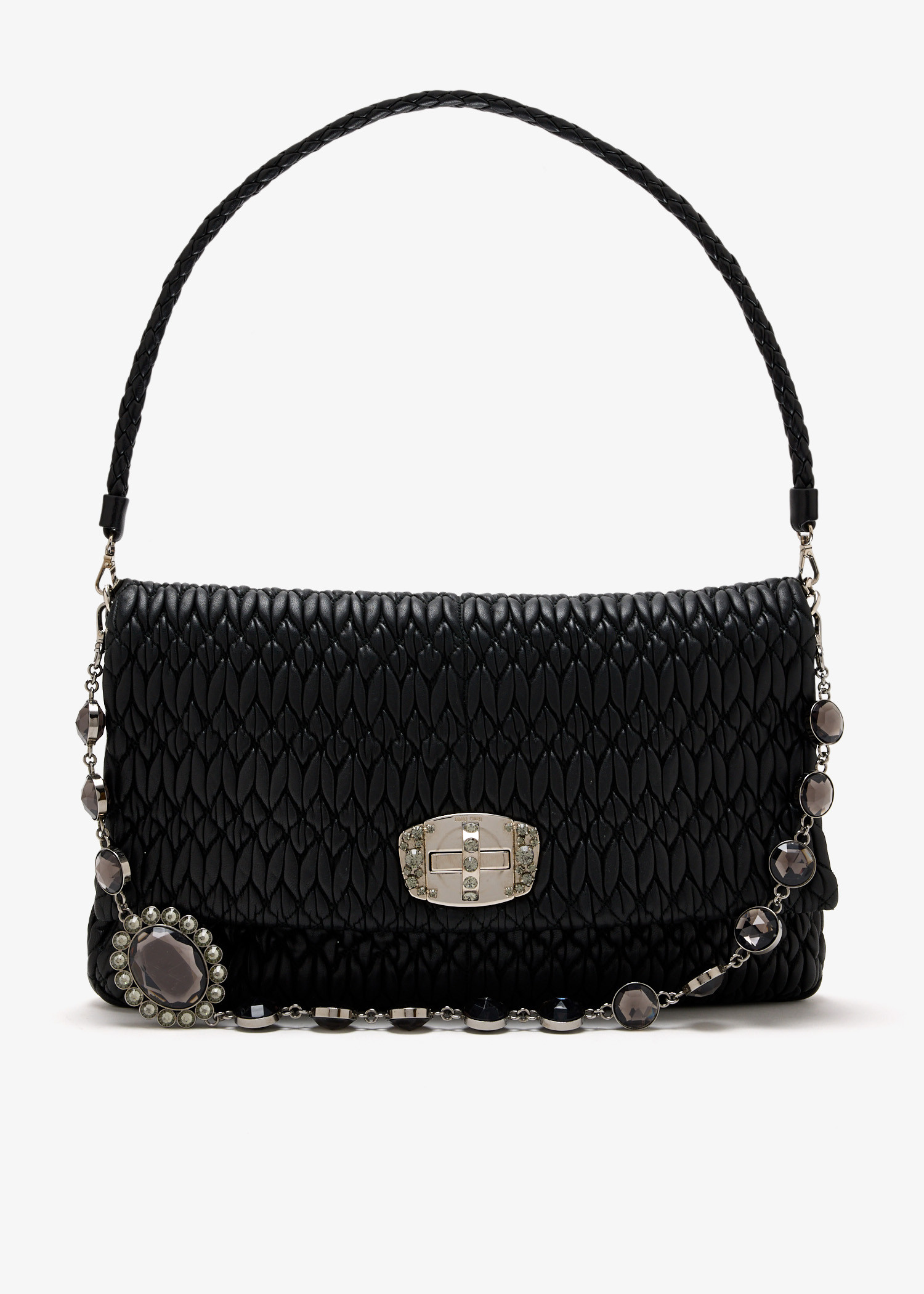 Quilted crystal shoulder bag, Black
Quilted crystal shoulder bag, Black