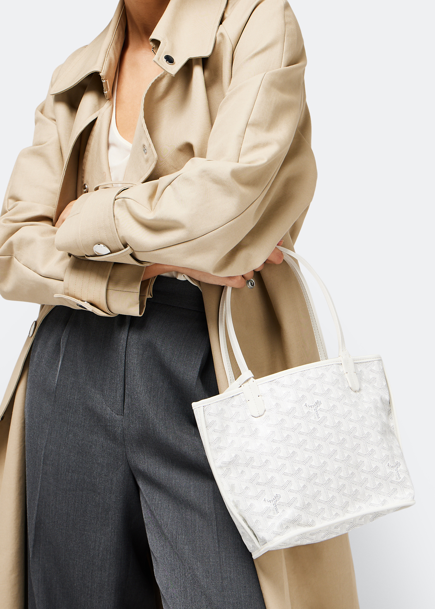 Mini Anjou tote bag, White