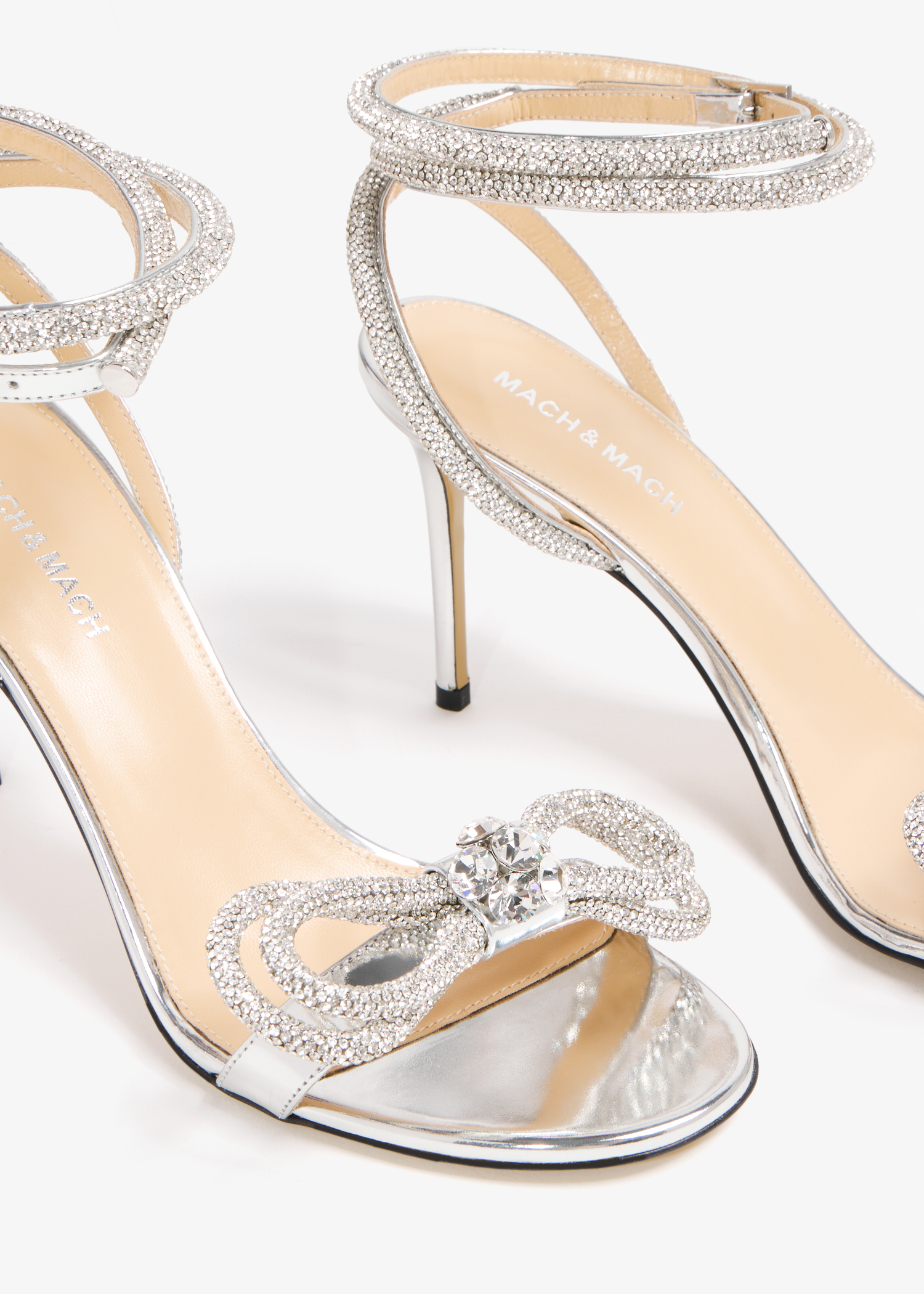 Double Bow sandals, Silver