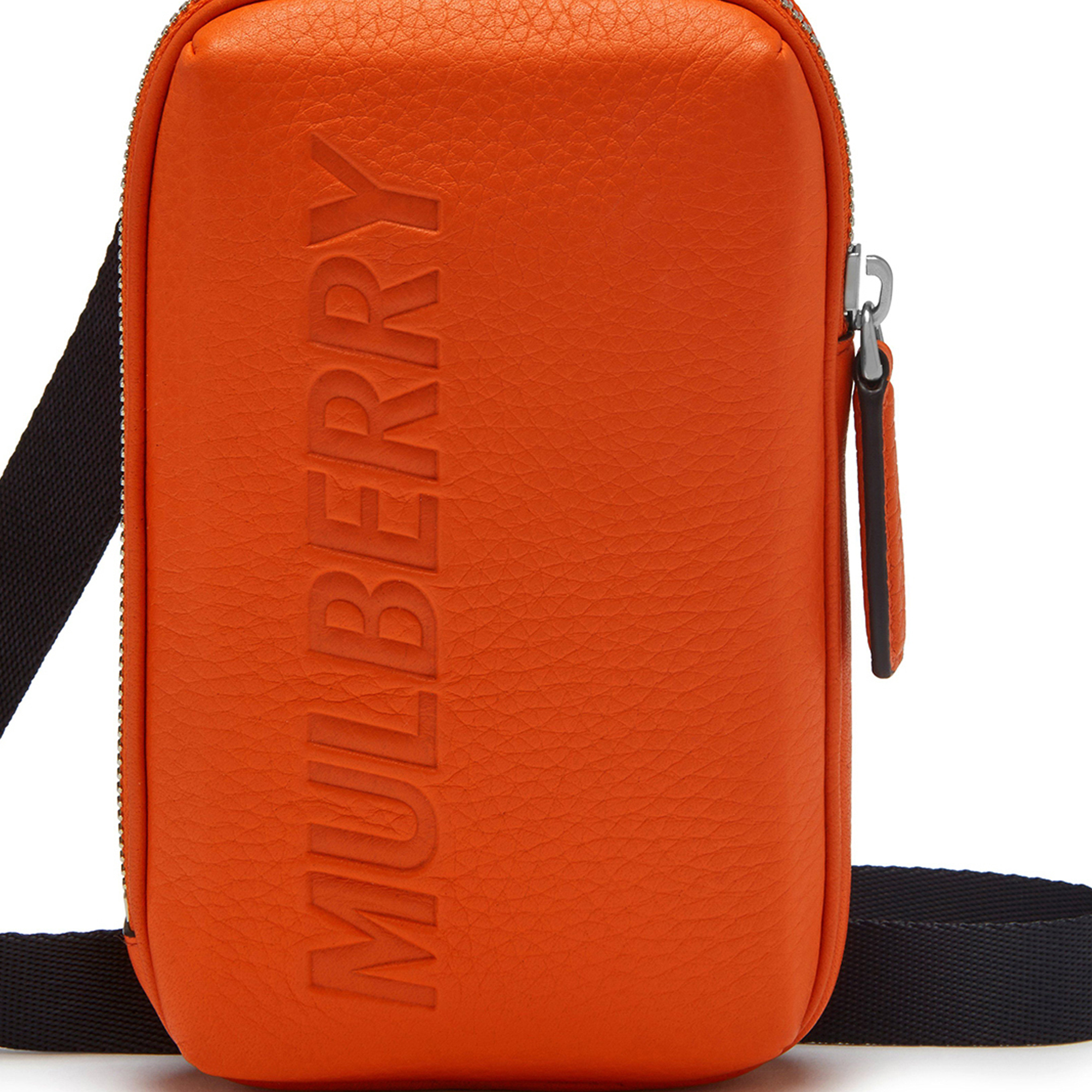 Zipped leather pouch, Orange