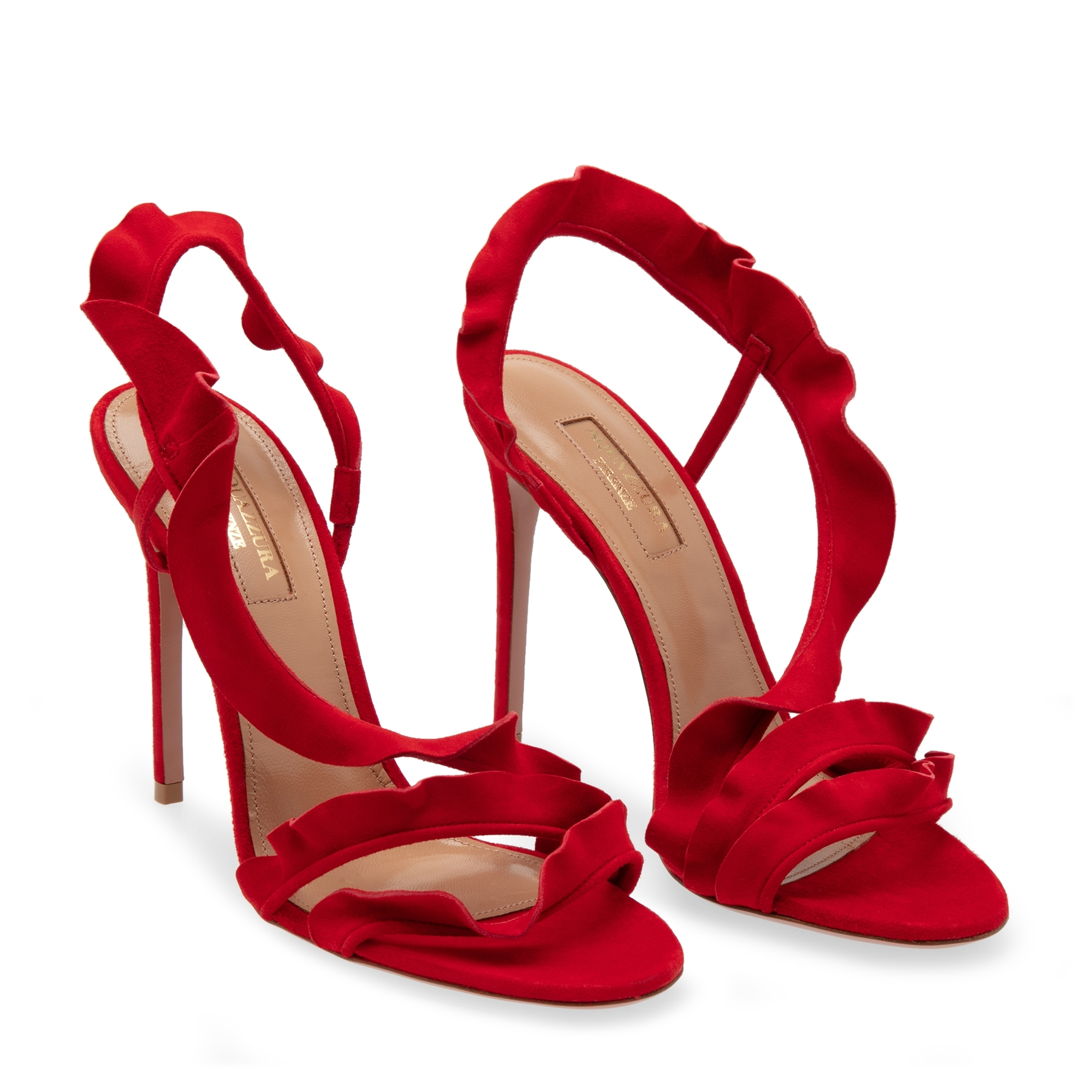 Ruffle sandals, Red