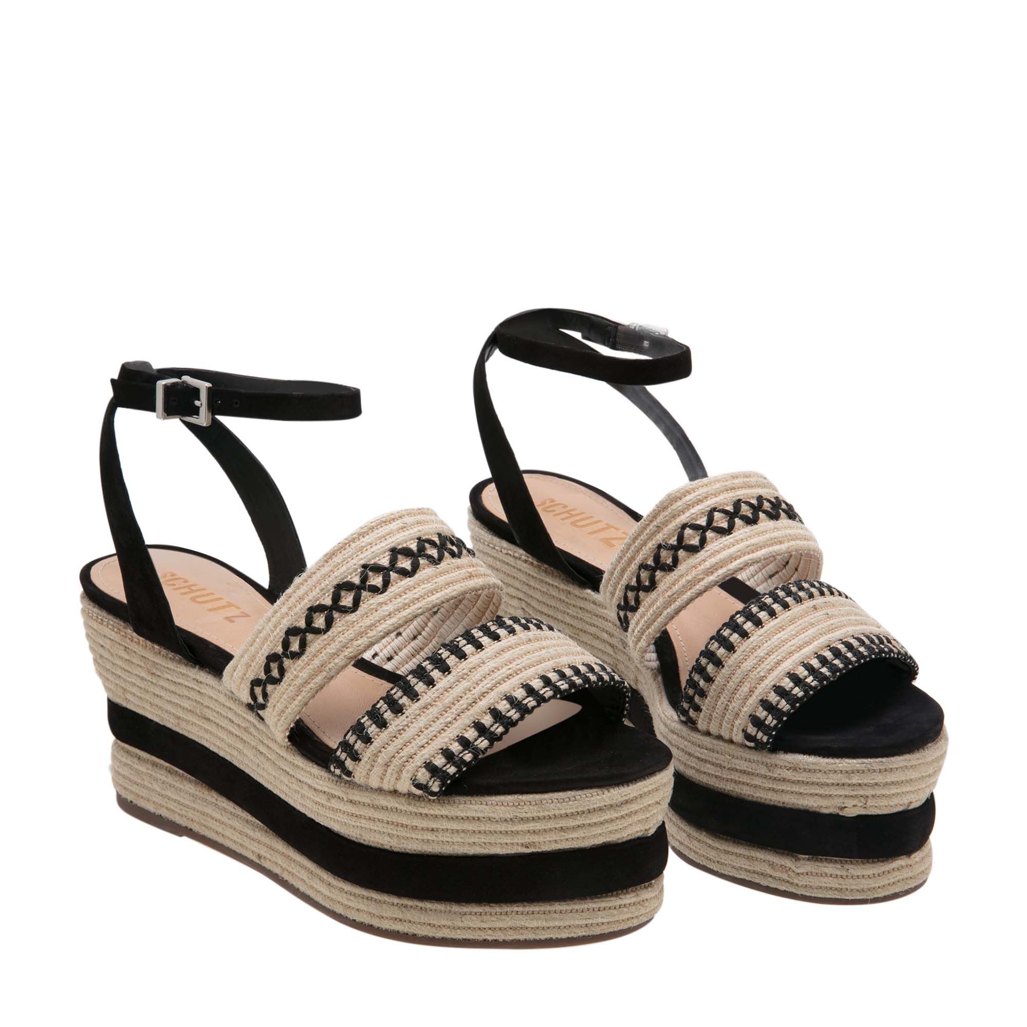 Woven rafia wedges, Black