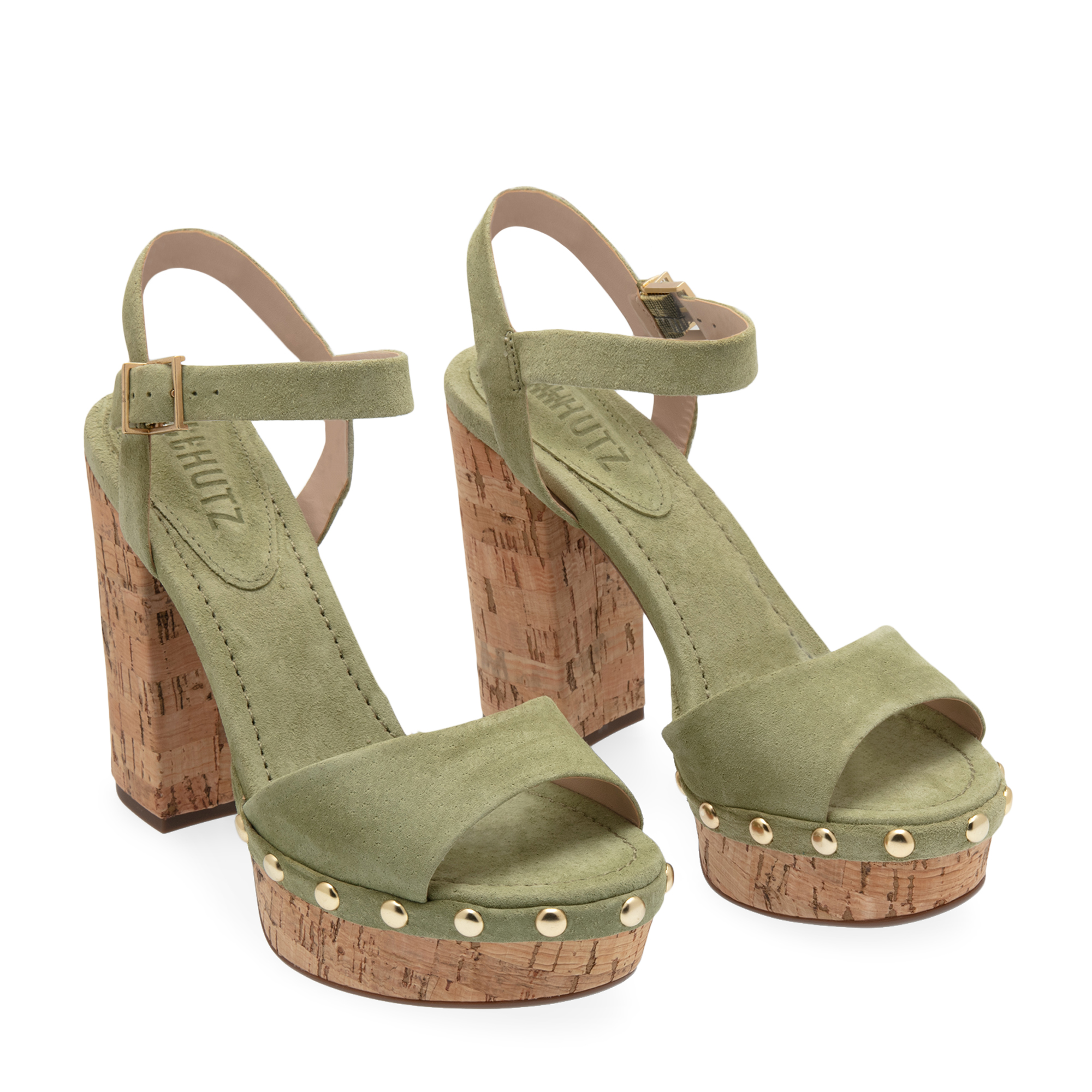 Suede platform sandals, Green