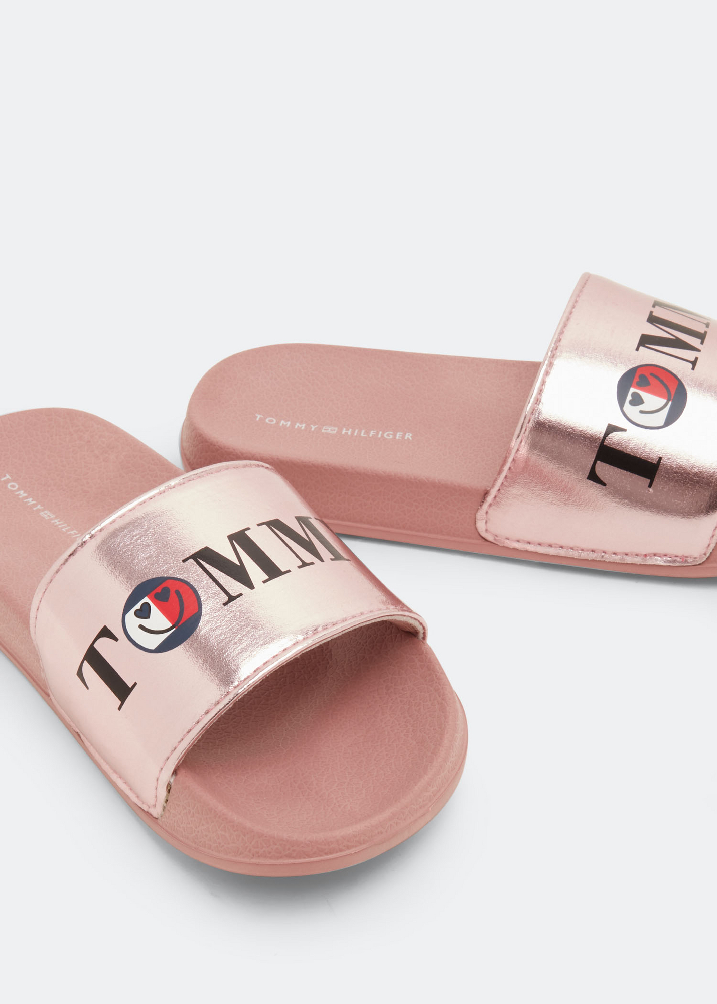 Smile print pool slides, Pink