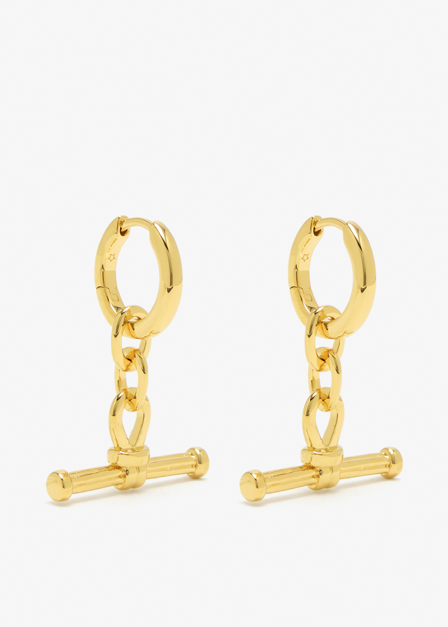 Ridge T-Bar drop hoop earrings, Gold
Ridge T-Bar drop hoop earrings, Gold