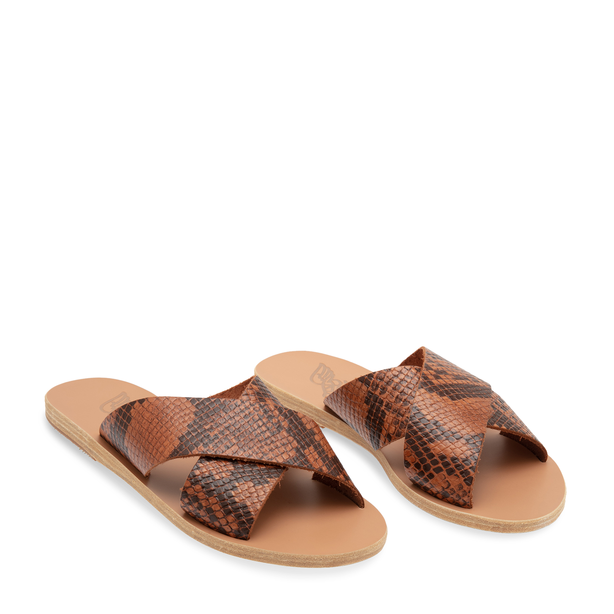 Embellished leather sandals, Animal print