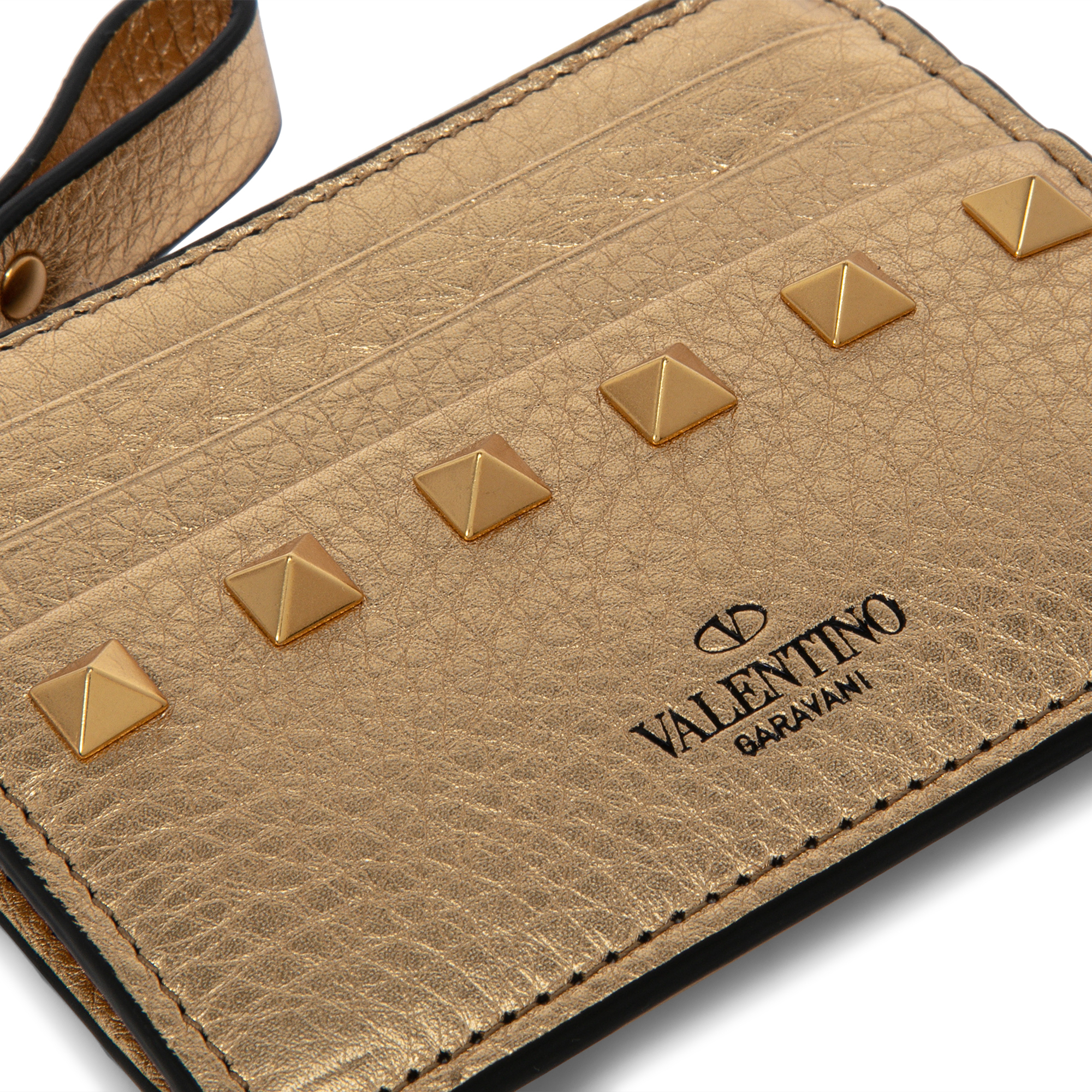 Rockstud card holder, Gold